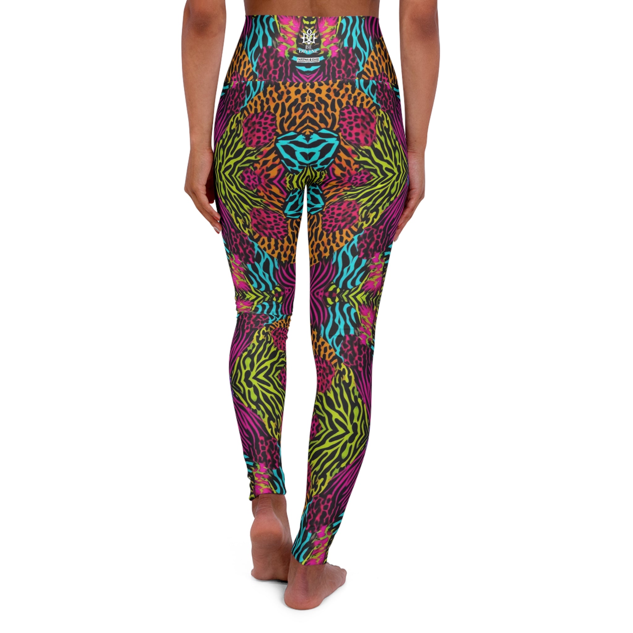 BE DIVINE™ Electric Mirage Leggings – Neon Kaleidoscope Animal Print by Tabitha Essie