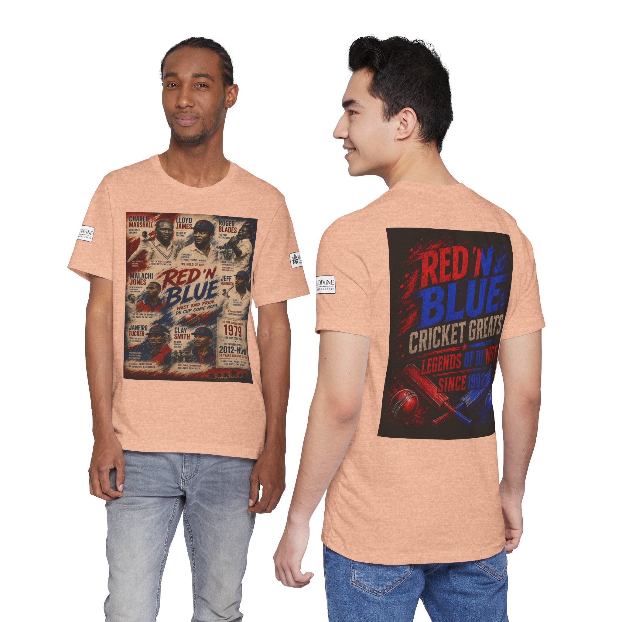 BE DIVINE™ Red ’N Blue Cricket Greats Tee