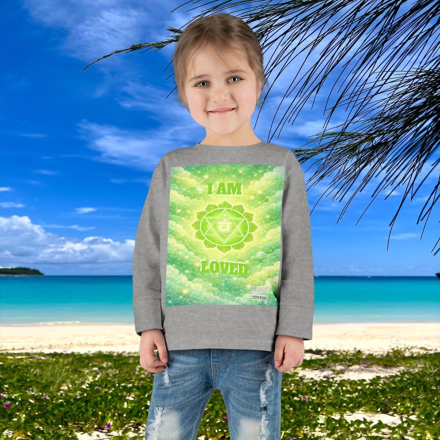 BE DIVINE™ Heart Chakra Toddler Long Sleeve Tee | Love & Compassion Affirmation Shirt