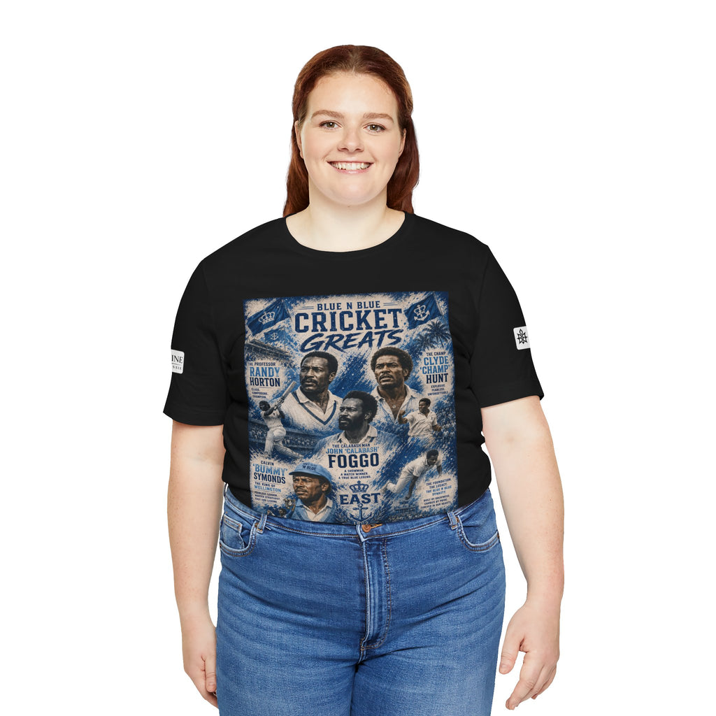 BE DIVINE™ Blue 'N Blue Cricket Greats Heritage Tee – Front & Back Collector Edition