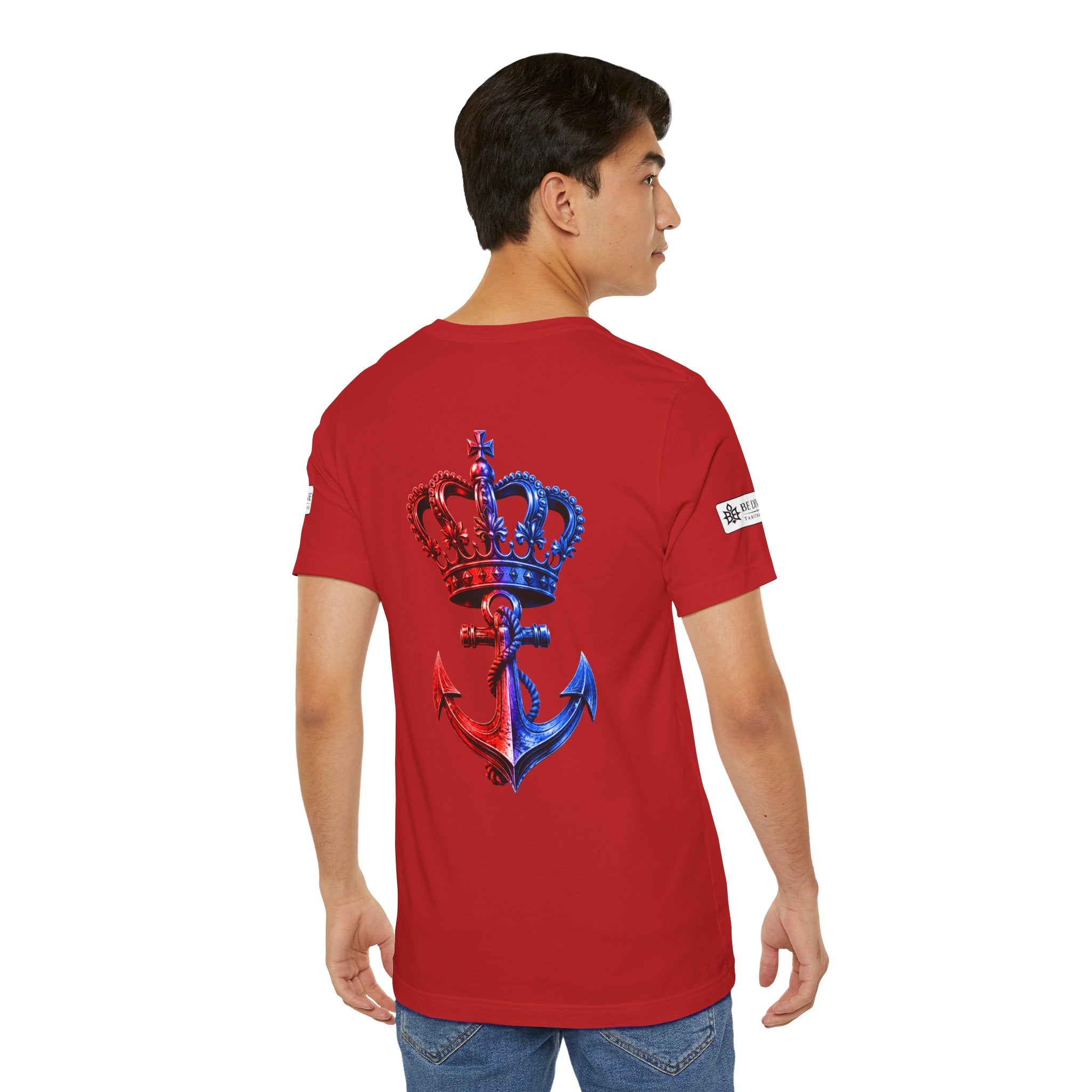 BE DIVINE™ Premium Minimal Crown 'N Anchor T-Shirt – Red 'N Blue Edition