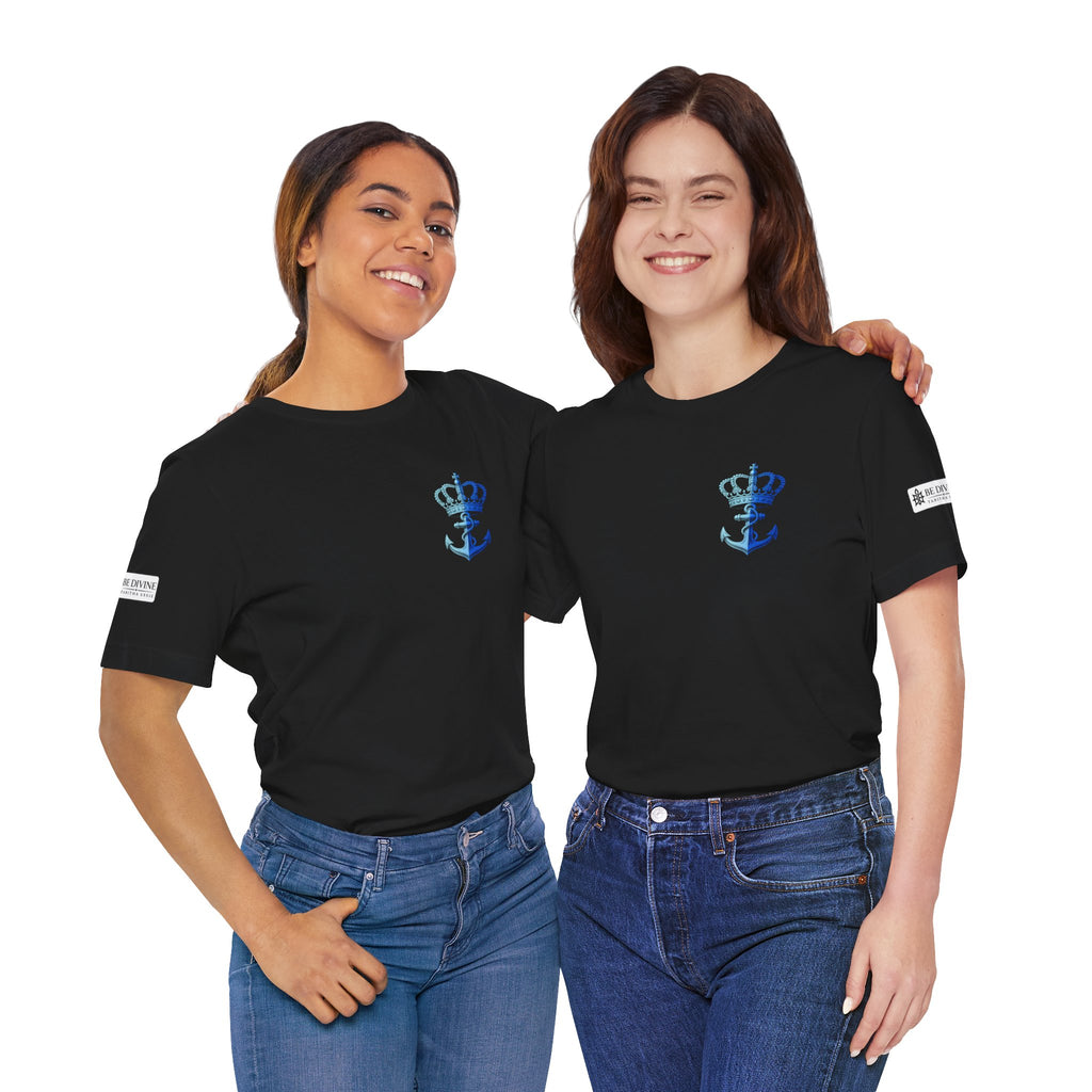 BE DIVINE™ Premium Minimal Crown 'N Anchor Tee – Blue 'N Blue Edition