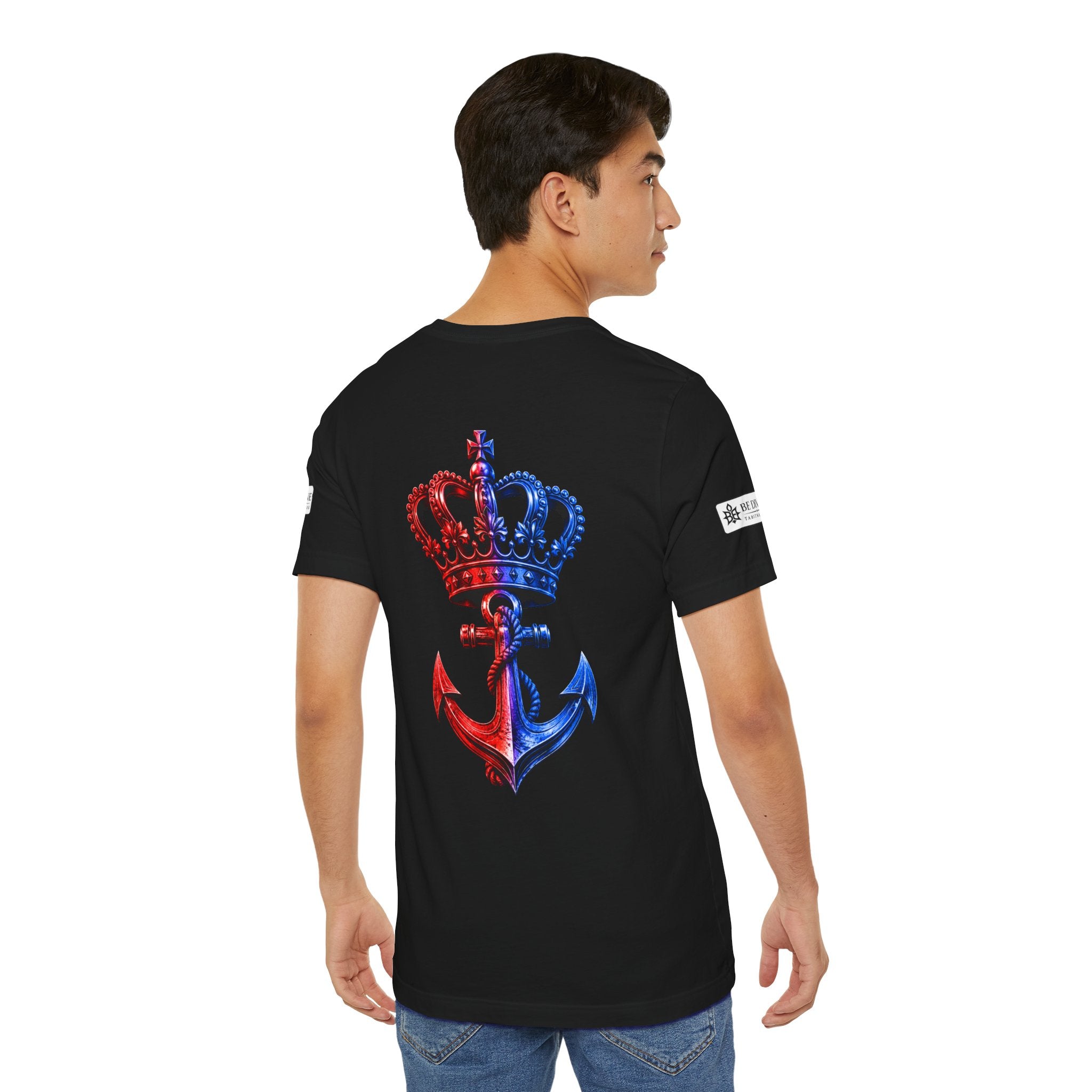 BE DIVINE™ Premium Minimal Crown 'N Anchor T-Shirt – Red 'N Blue Edition