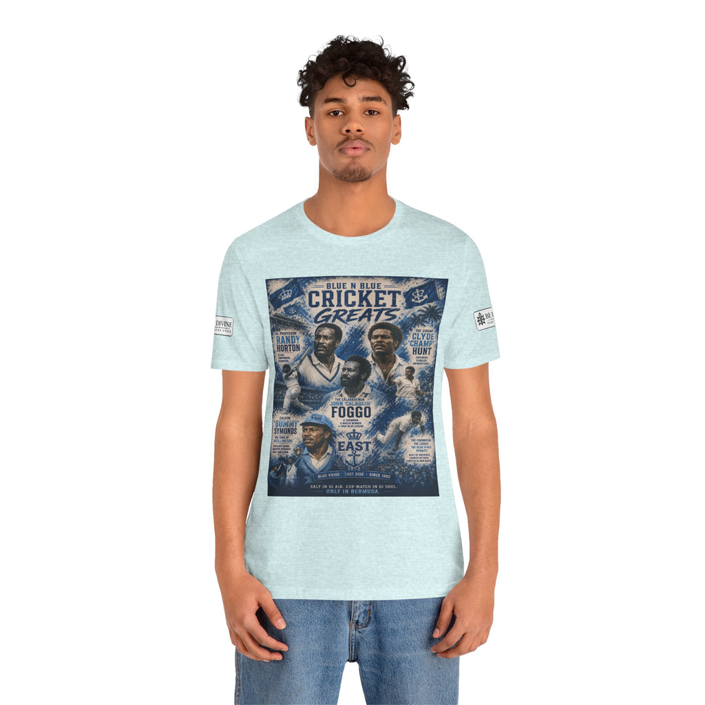 BE DIVINE™ Blue 'N Blue Cricket Greats Heritage Tee – Front & Back Collector Edition
