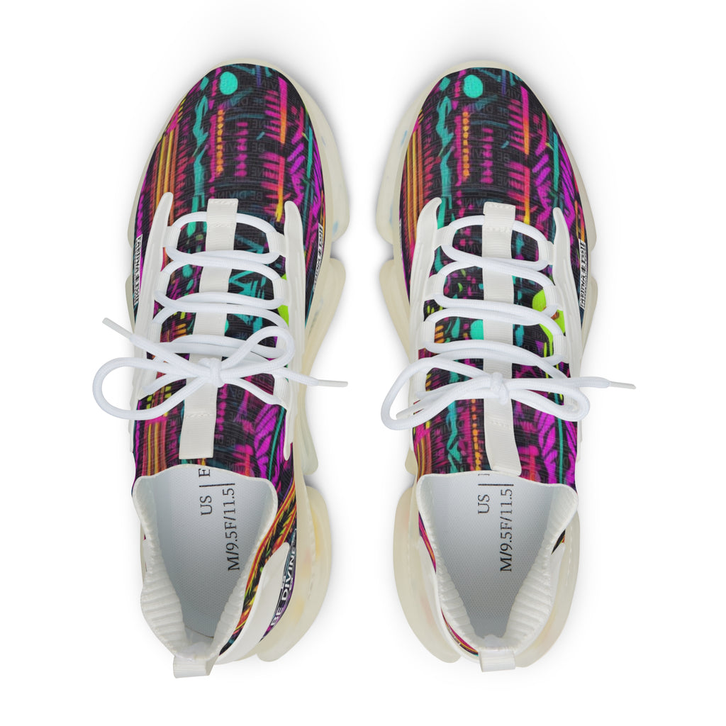 BE DIVINE™ Abstract Neon Men’s Mesh Sneakers - Streetwear Trainers by Tabitha Essie