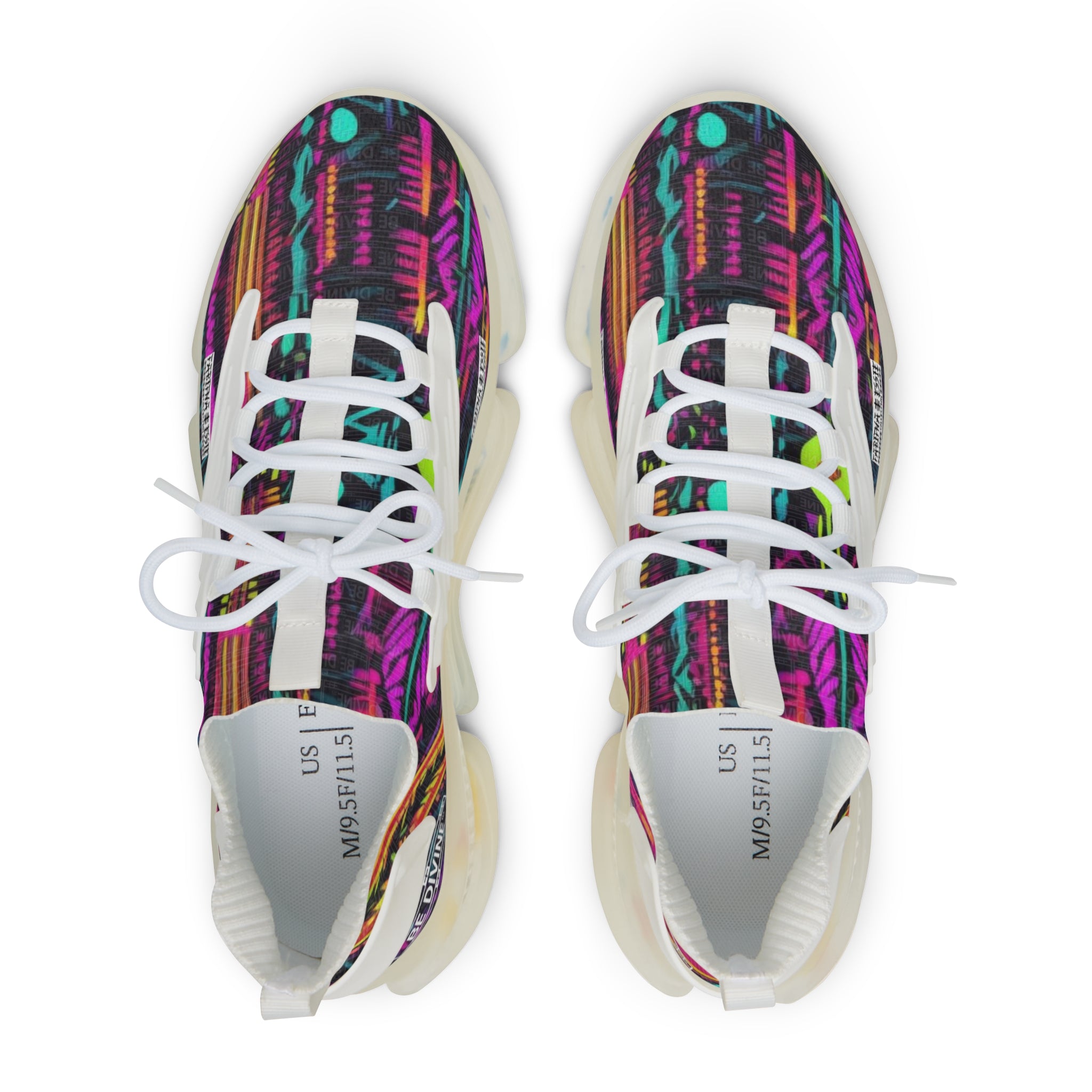 BE DIVINE™ Abstract Neon Men’s Mesh Sneakers - Streetwear Trainers by Tabitha Essie