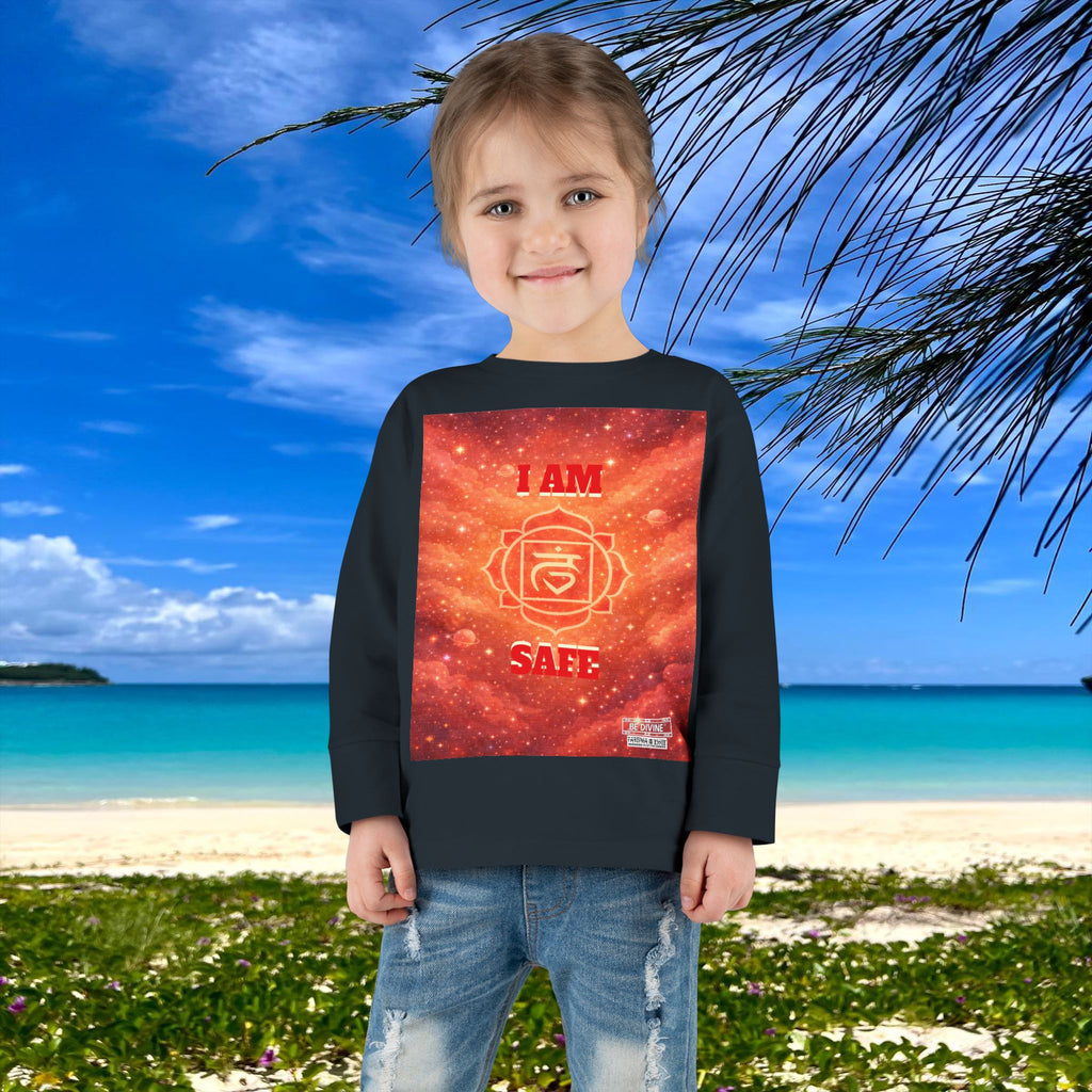 BE DIVINE™ Root Chakra Toddler Long Sleeve Tee | Safety & Security Affirmation Shirt