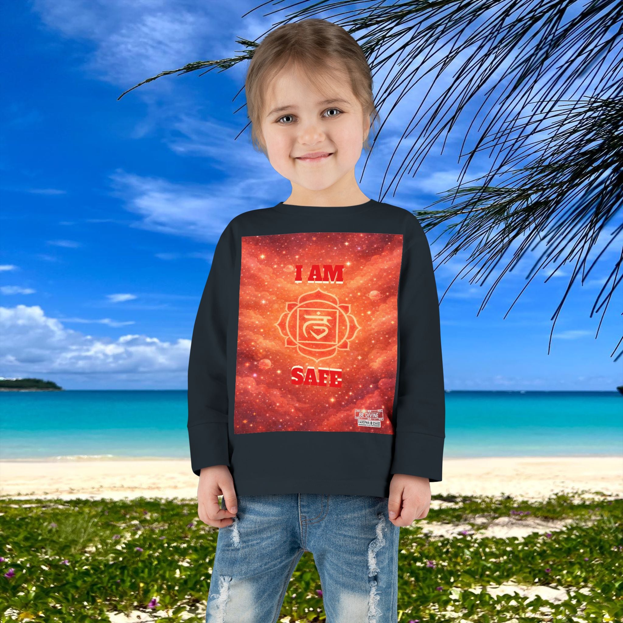BE DIVINE™ Root Chakra Toddler Long Sleeve Tee | Safety & Security Affirmation Shirt