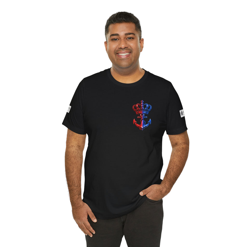 BE DIVINE™ Premium Minimal Crown 'N Anchor T-Shirt – Red 'N Blue Edition