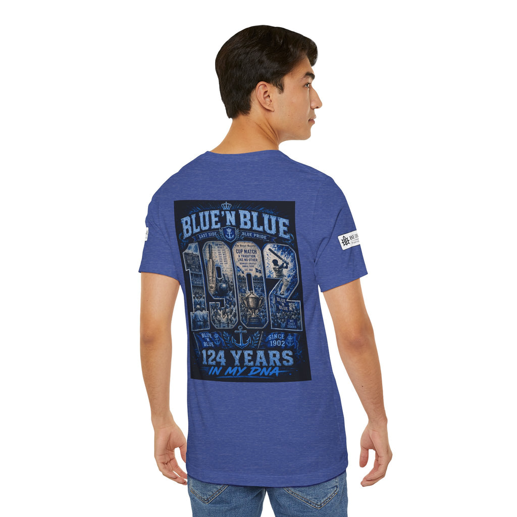 BE DIVINE™ Blue 'N Blue Cricket Greats Heritage Tee – Front & Back Collector Edition