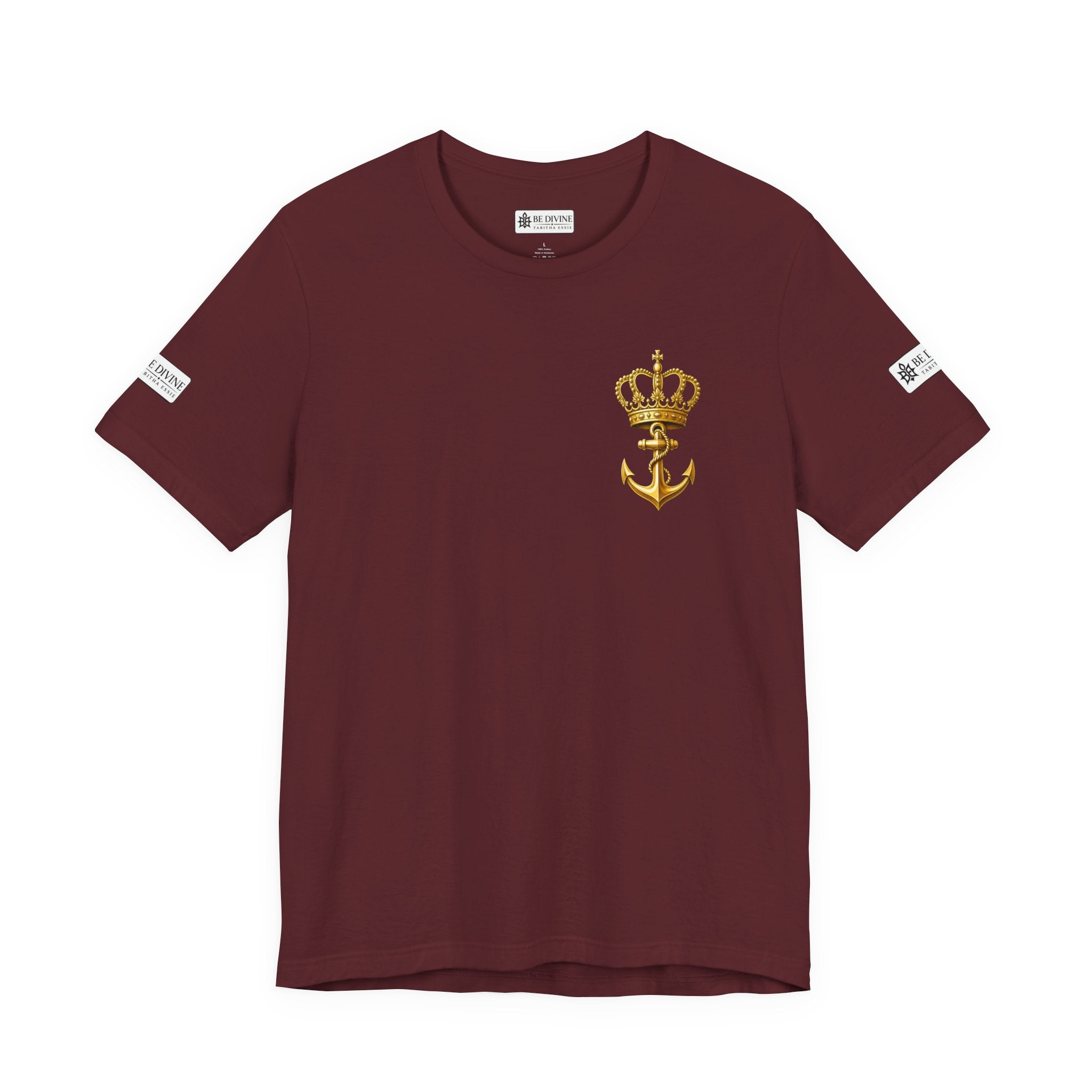 BE DIVINE™ Premium Minimal Crown 'N Anchor Tee – Black & Gold Edition