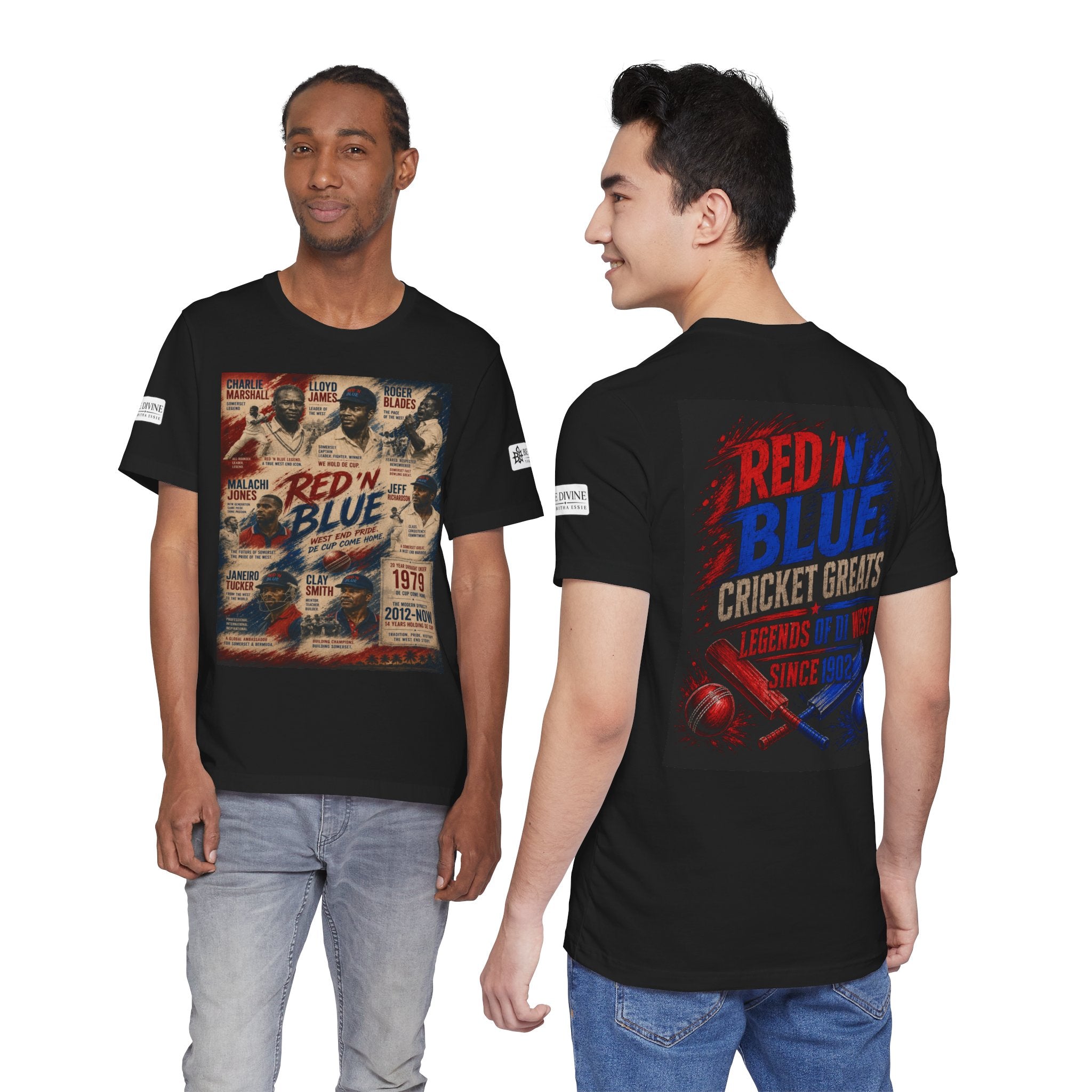 BE DIVINE™ Red ’N Blue Cricket Greats Tee