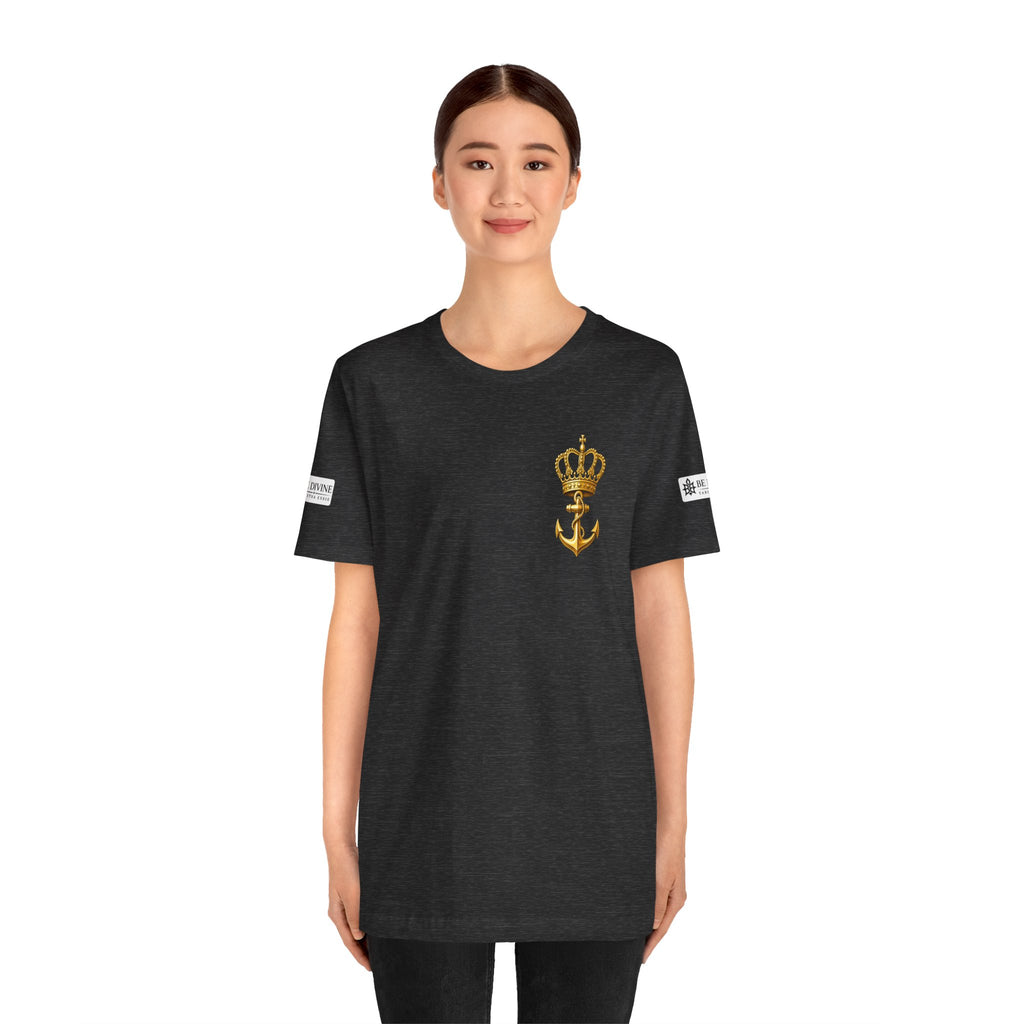 BE DIVINE™ Premium Minimal Crown 'N Anchor Tee – Black & Gold Edition