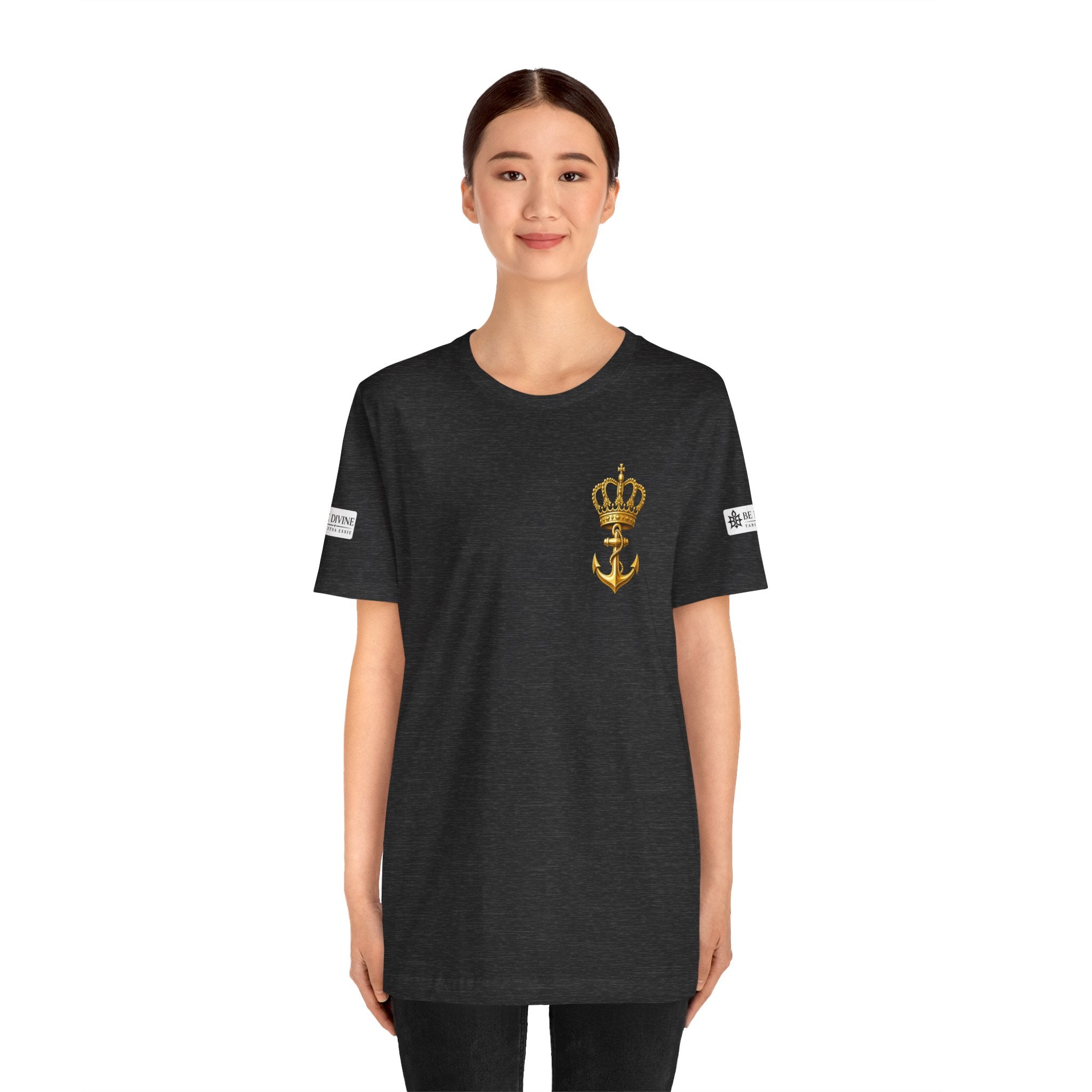 BE DIVINE™ Premium Minimal Crown 'N Anchor Tee – Black & Gold Edition