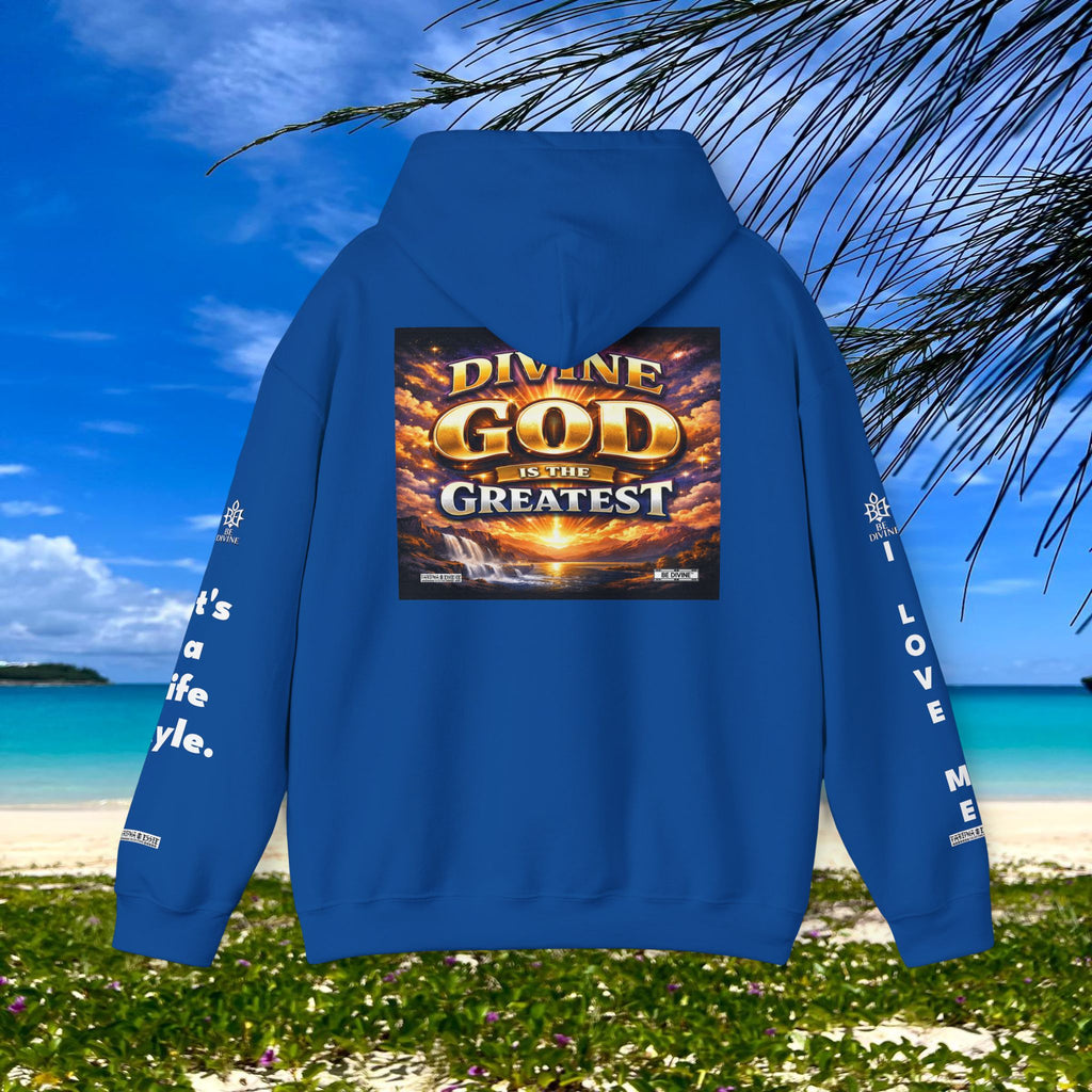 BE DIVINE™ Unisex Heavy Blend Hoodie – Divine God Is the Greatest Faith Statement Sweatshirt