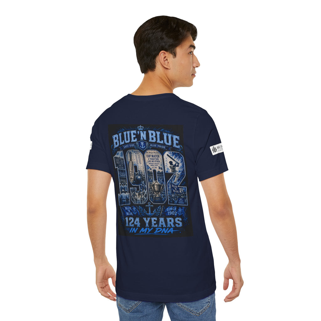 BE DIVINE™ Blue 'N Blue Cricket Greats Heritage Tee – Front & Back Collector Edition