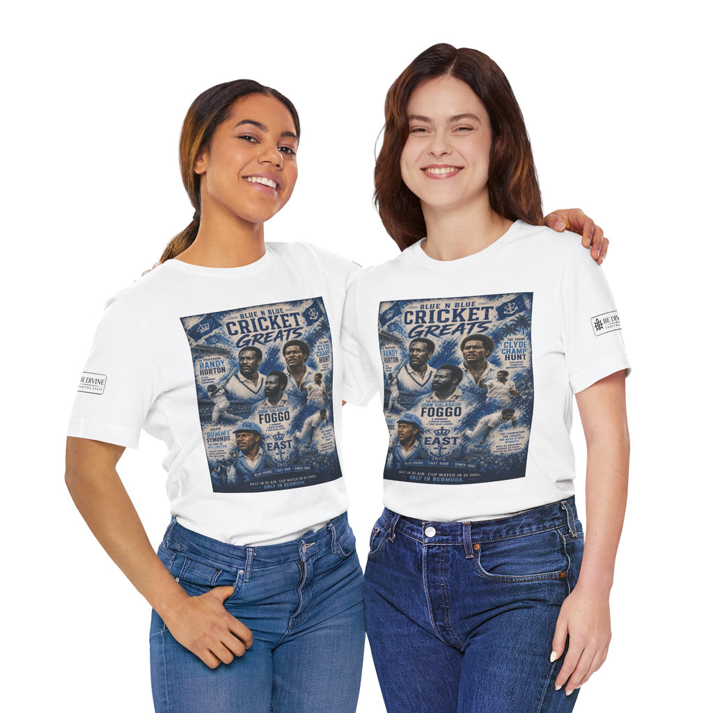 BE DIVINE™ Blue 'N Blue Cricket Greats Heritage Tee – Front & Back Collector Edition