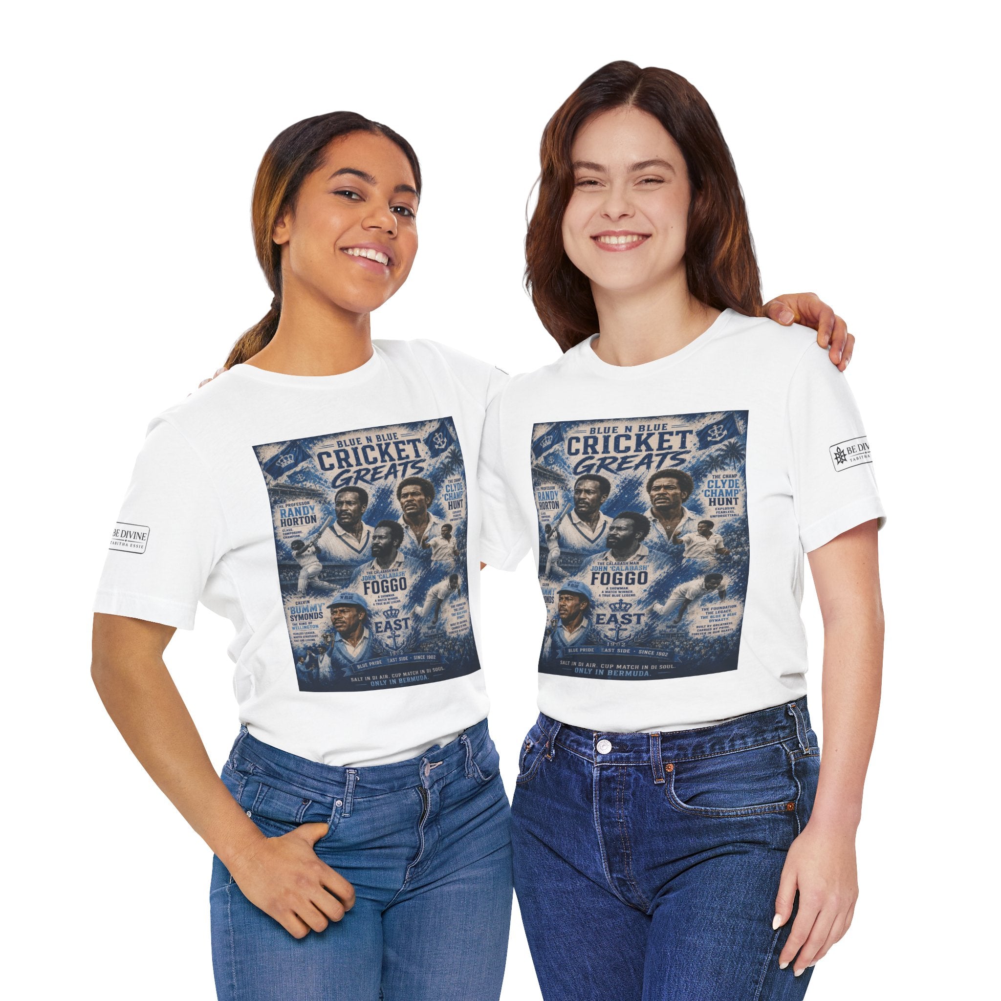 BE DIVINE™ Blue 'N Blue Cricket Greats Heritage Tee – Front & Back Collector Edition