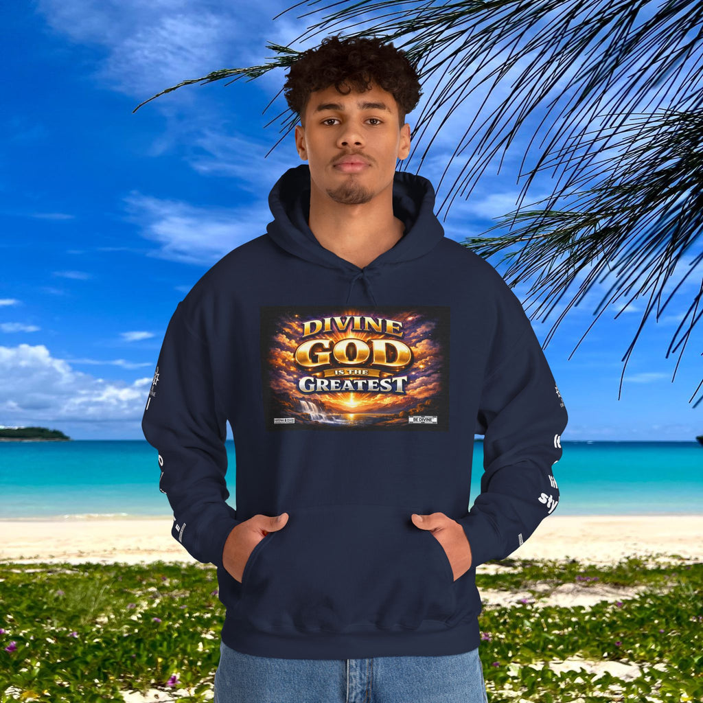BE DIVINE™ Unisex Heavy Blend Hoodie – Divine God Is the Greatest Faith Statement Sweatshirt