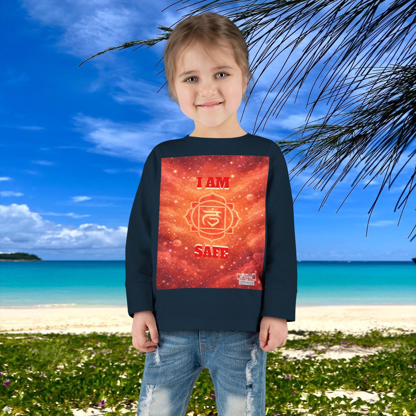 BE DIVINE™ Root Chakra Toddler Long Sleeve Tee | Safety & Security Affirmation Shirt