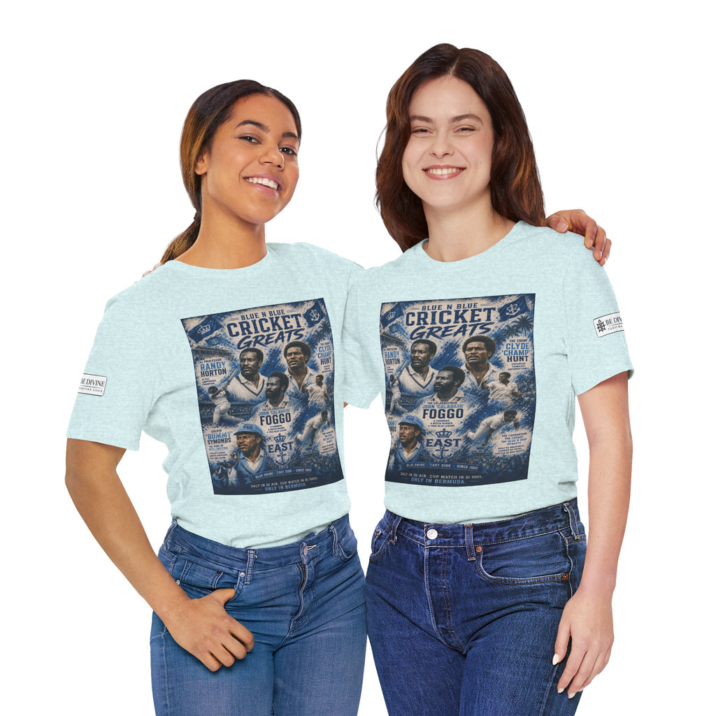 BE DIVINE™ Blue 'N Blue Cricket Greats Heritage Tee – Front & Back Collector Edition