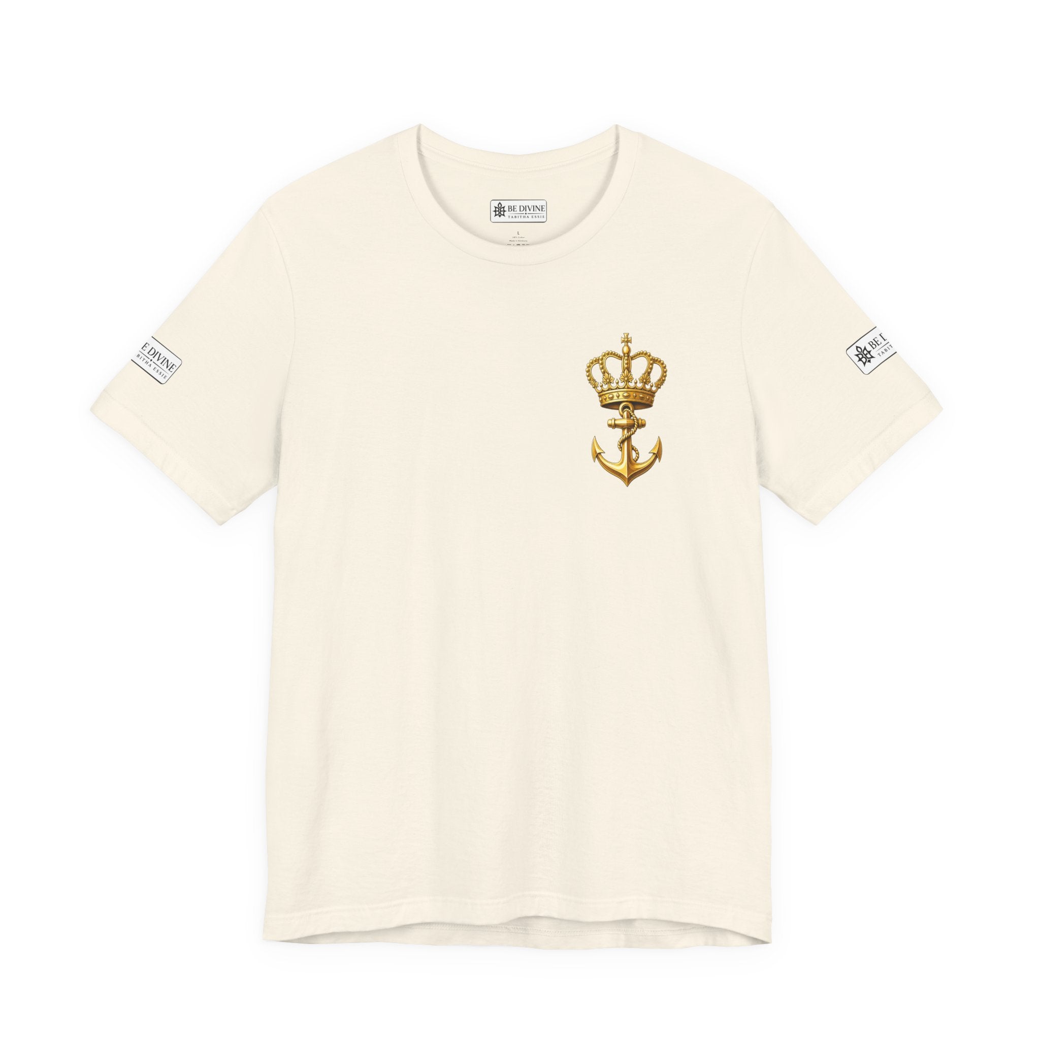 BE DIVINE™ Premium Minimal Crown 'N Anchor Tee – Black & Gold Edition