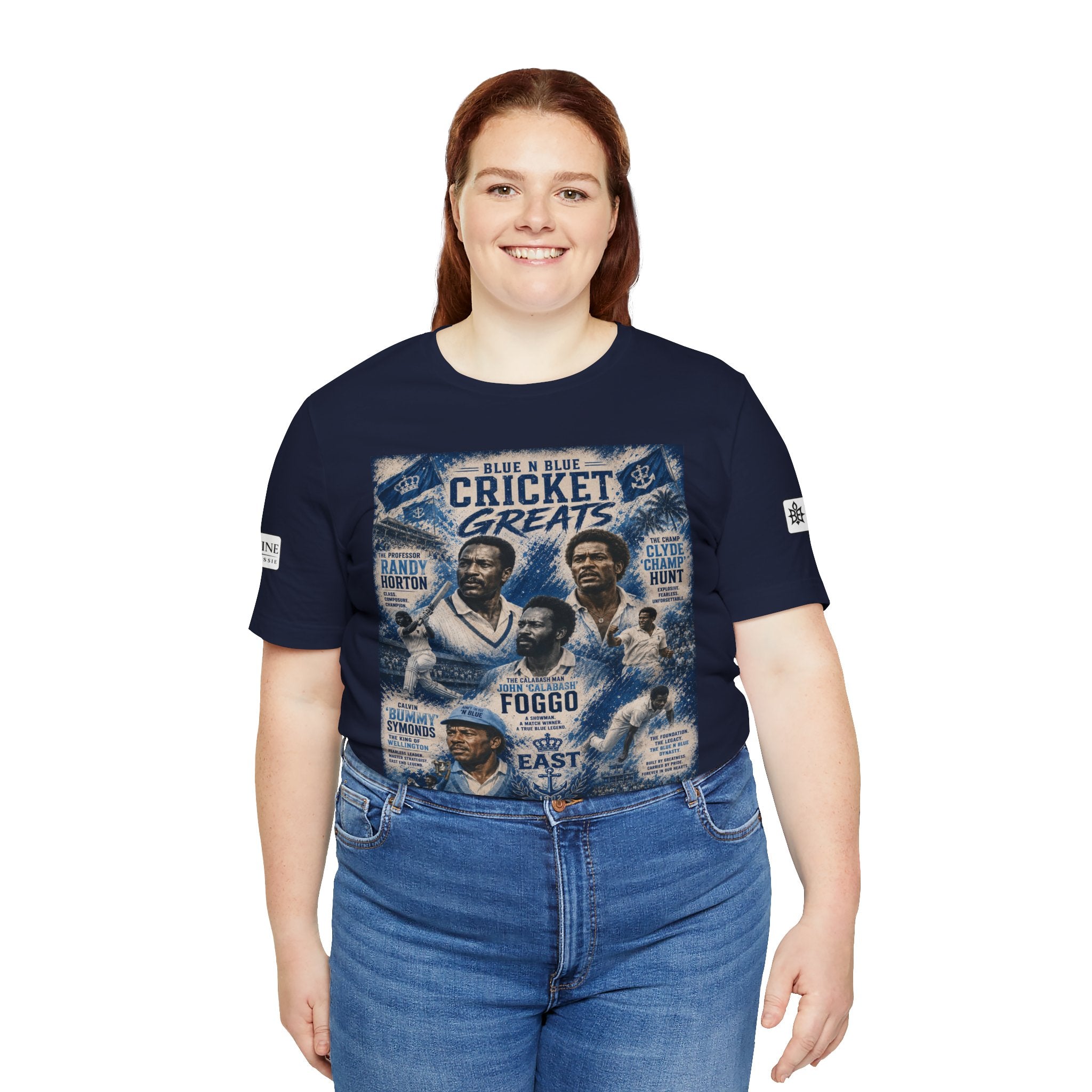 BE DIVINE™ Blue 'N Blue Cricket Greats Heritage Tee – Front & Back Collector Edition