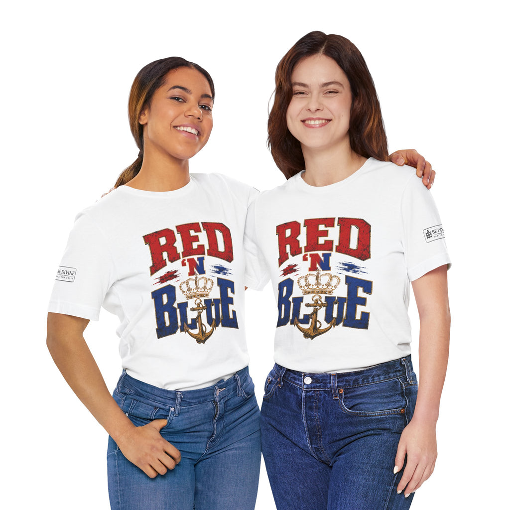 BE DIVINE™ RED 'N BLUE Tee – Crown 'N Anchor Edition