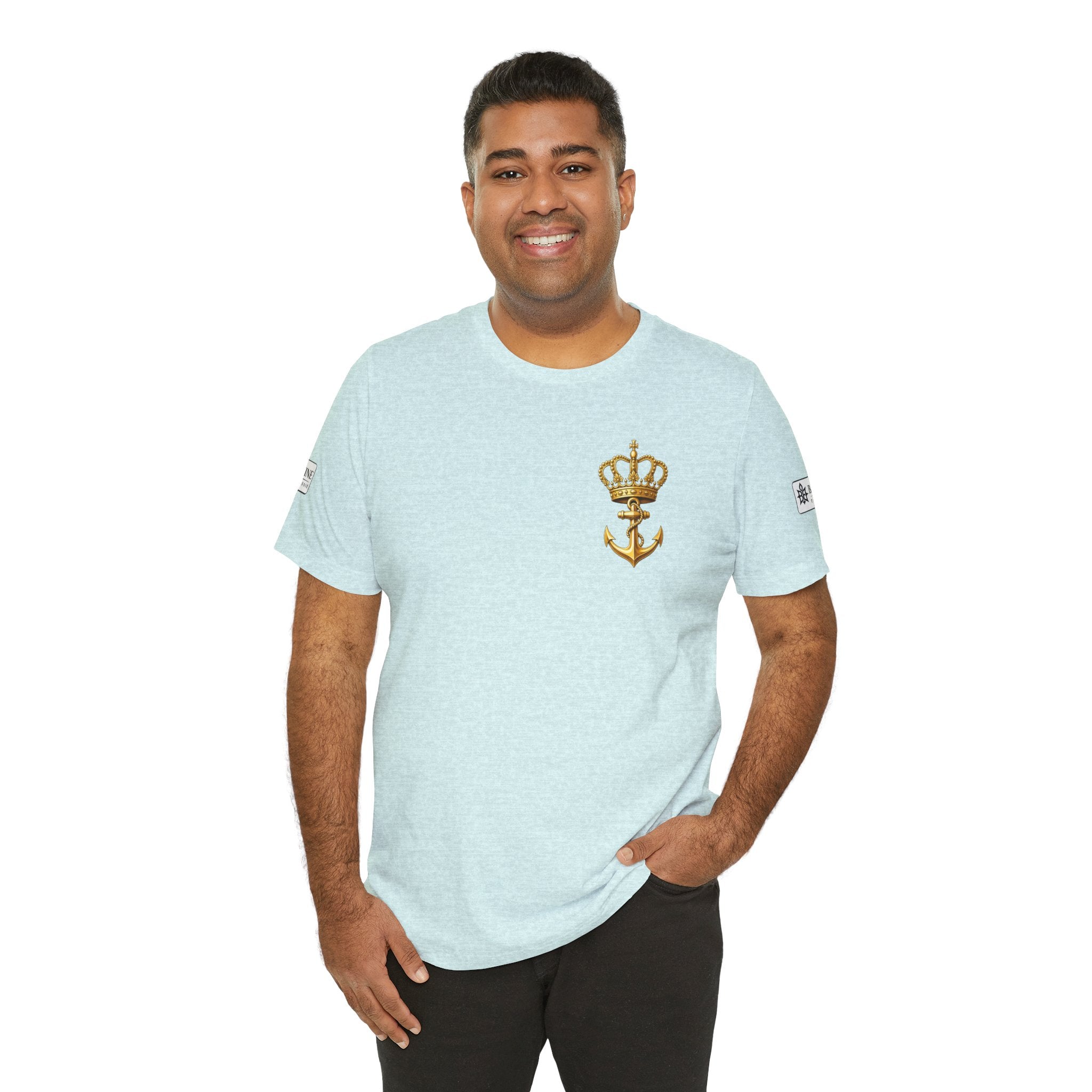 BE DIVINE™ Premium Minimal Crown 'N Anchor Tee – Black & Gold Edition