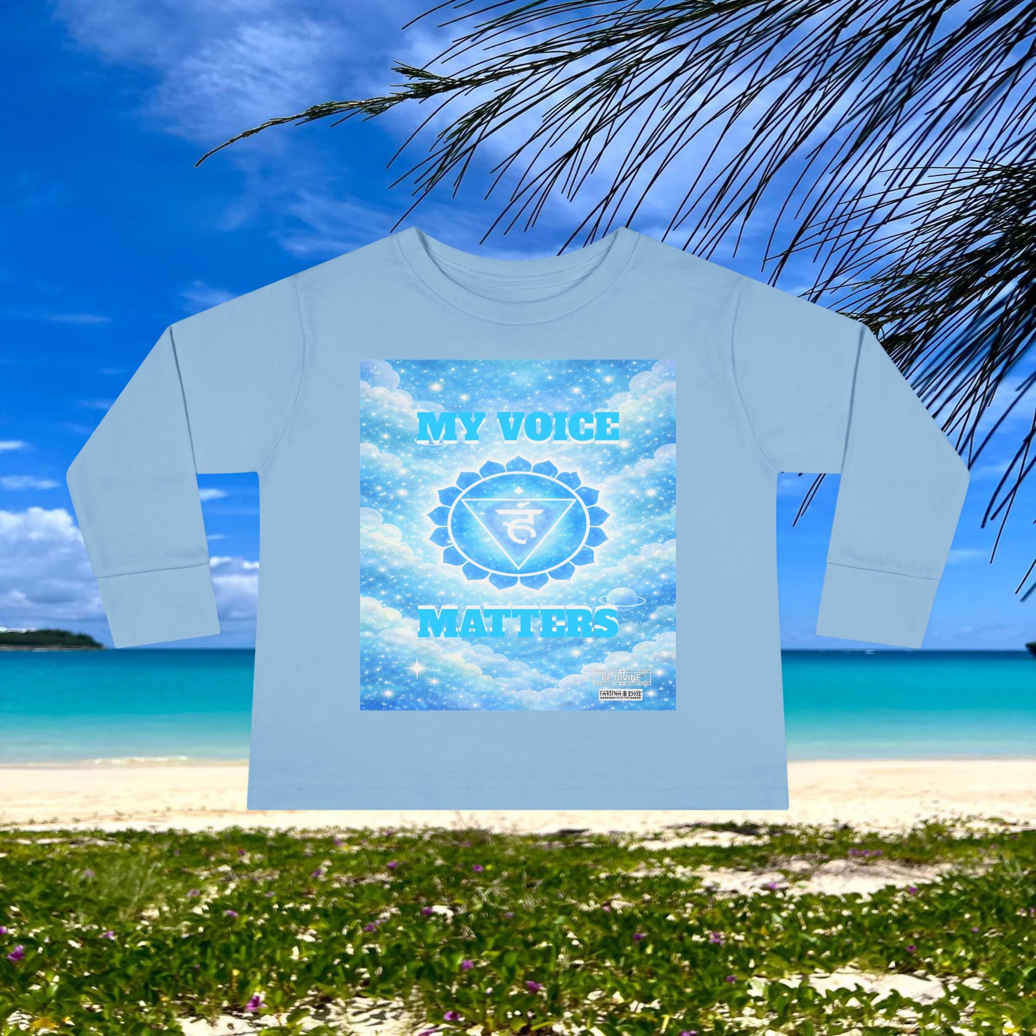 BE DIVINE™ Throat Chakra Toddler Long Sleeve Tee | Communication & Self-Expression Shirt