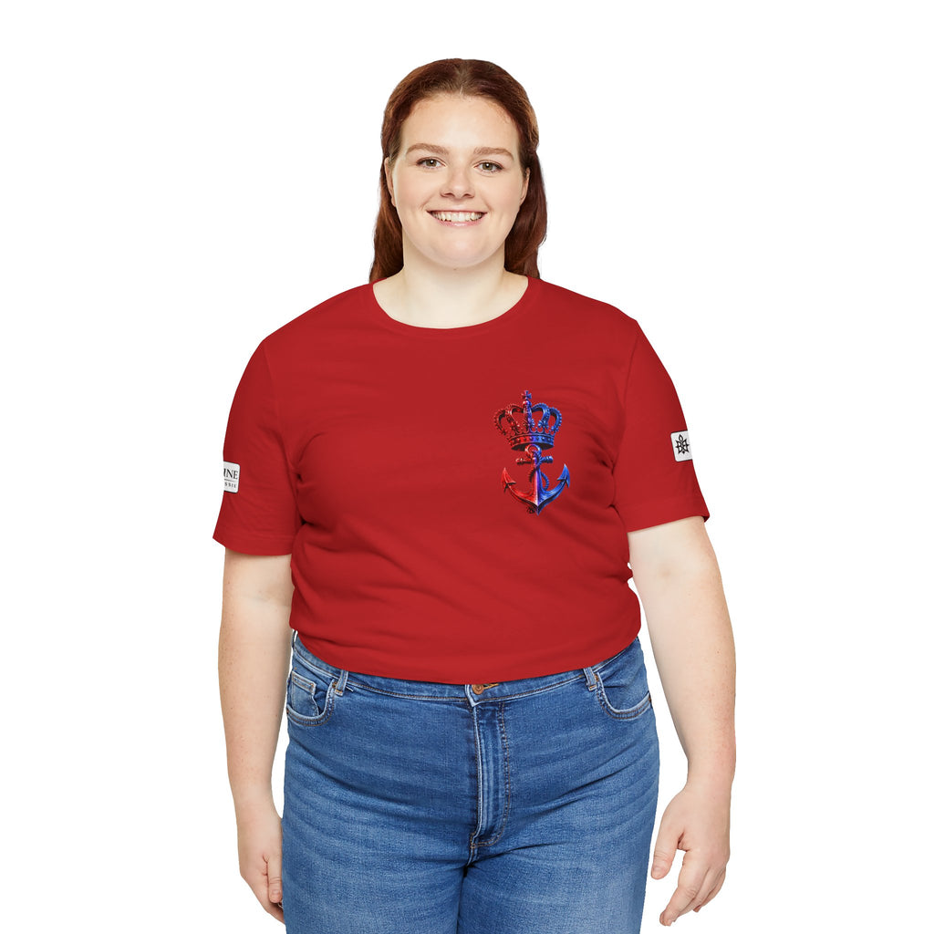 BE DIVINE™ Premium Minimal Crown 'N Anchor T-Shirt – Red 'N Blue Edition