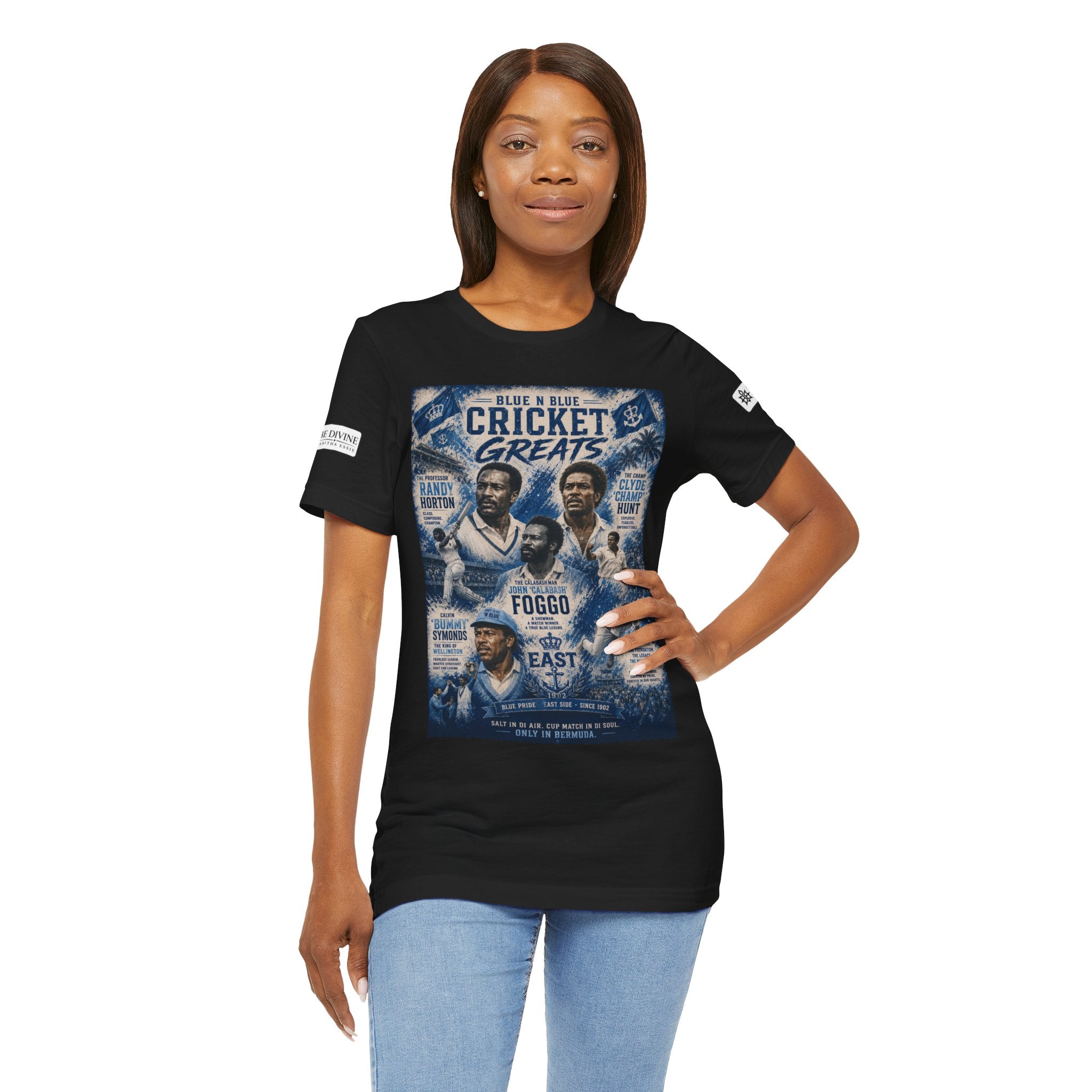 BE DIVINE™ Blue 'N Blue Cricket Greats Heritage Tee – Front & Back Collector Edition