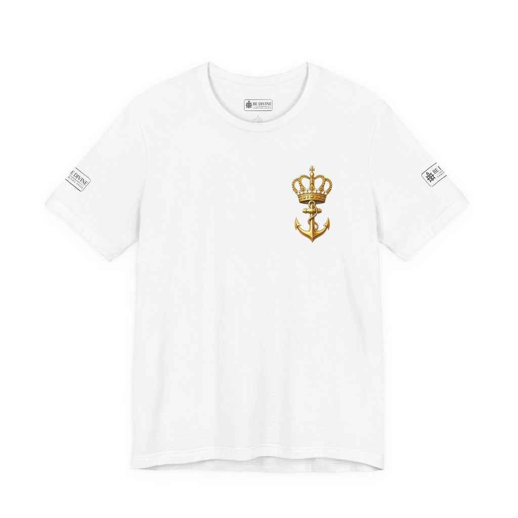 BE DIVINE™ Premium Minimal Crown 'N Anchor Tee – Black & Gold Edition