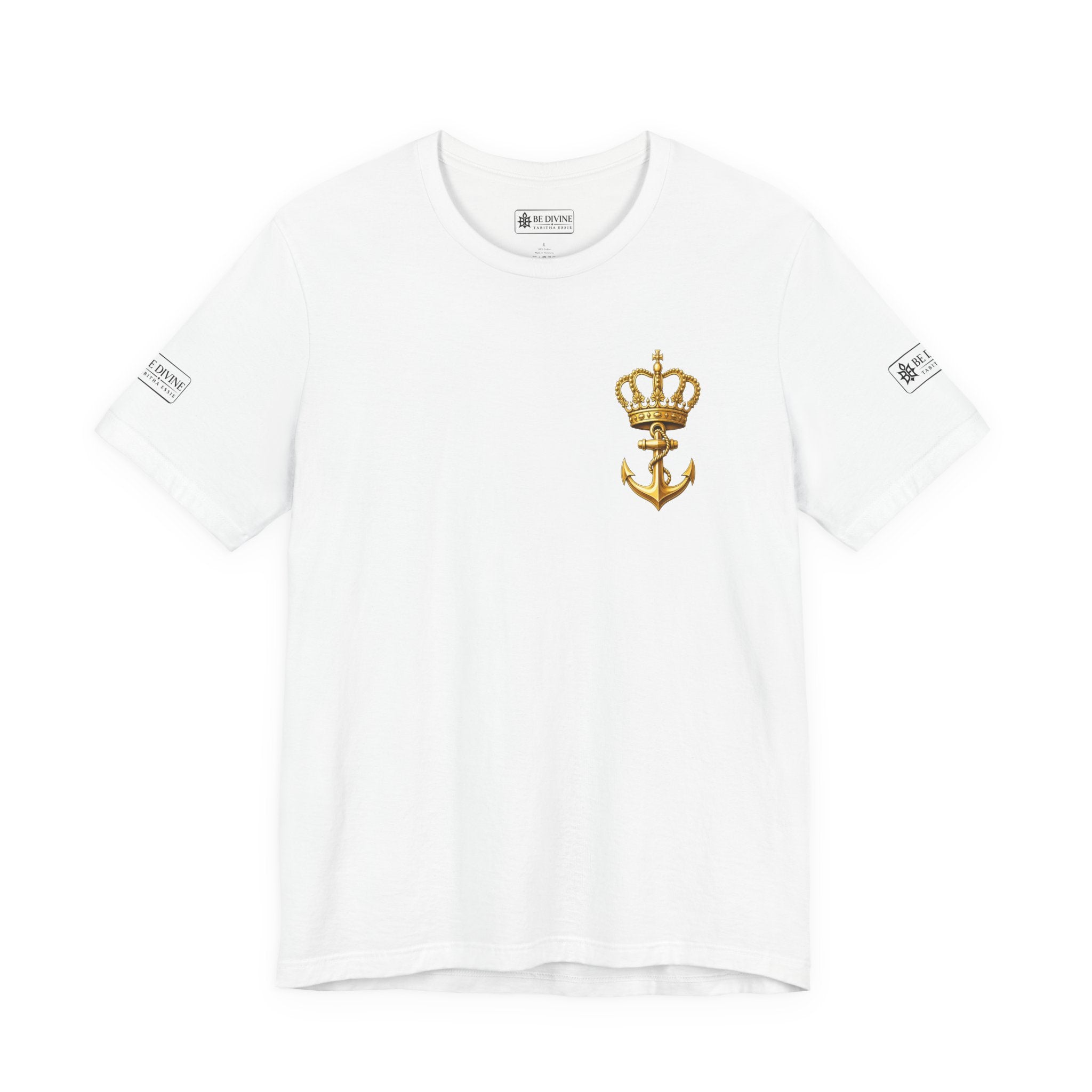 BE DIVINE™ Premium Minimal Crown 'N Anchor Tee – Black & Gold Edition