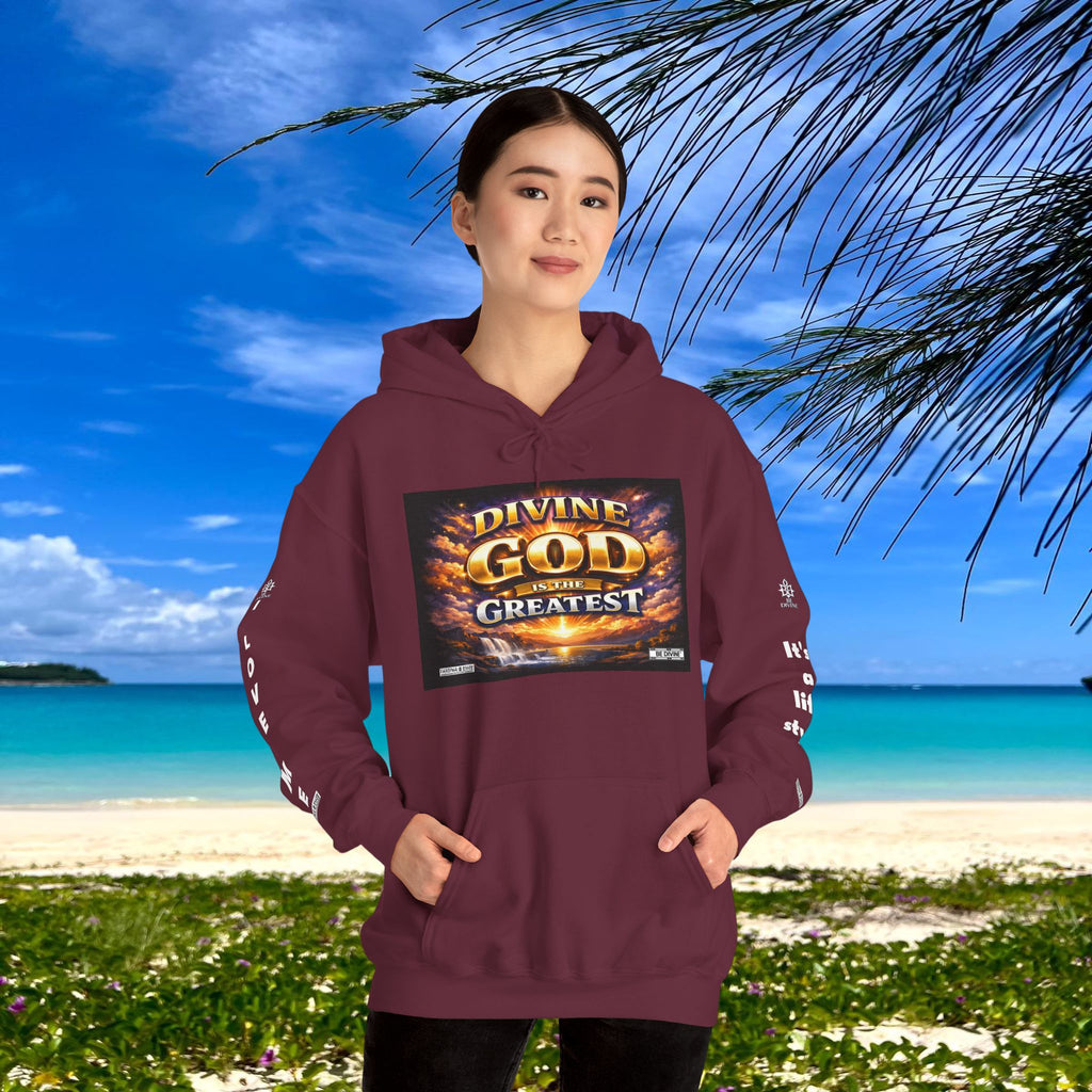 BE DIVINE™ Unisex Heavy Blend Hoodie – Divine God Is the Greatest Faith Statement Sweatshirt