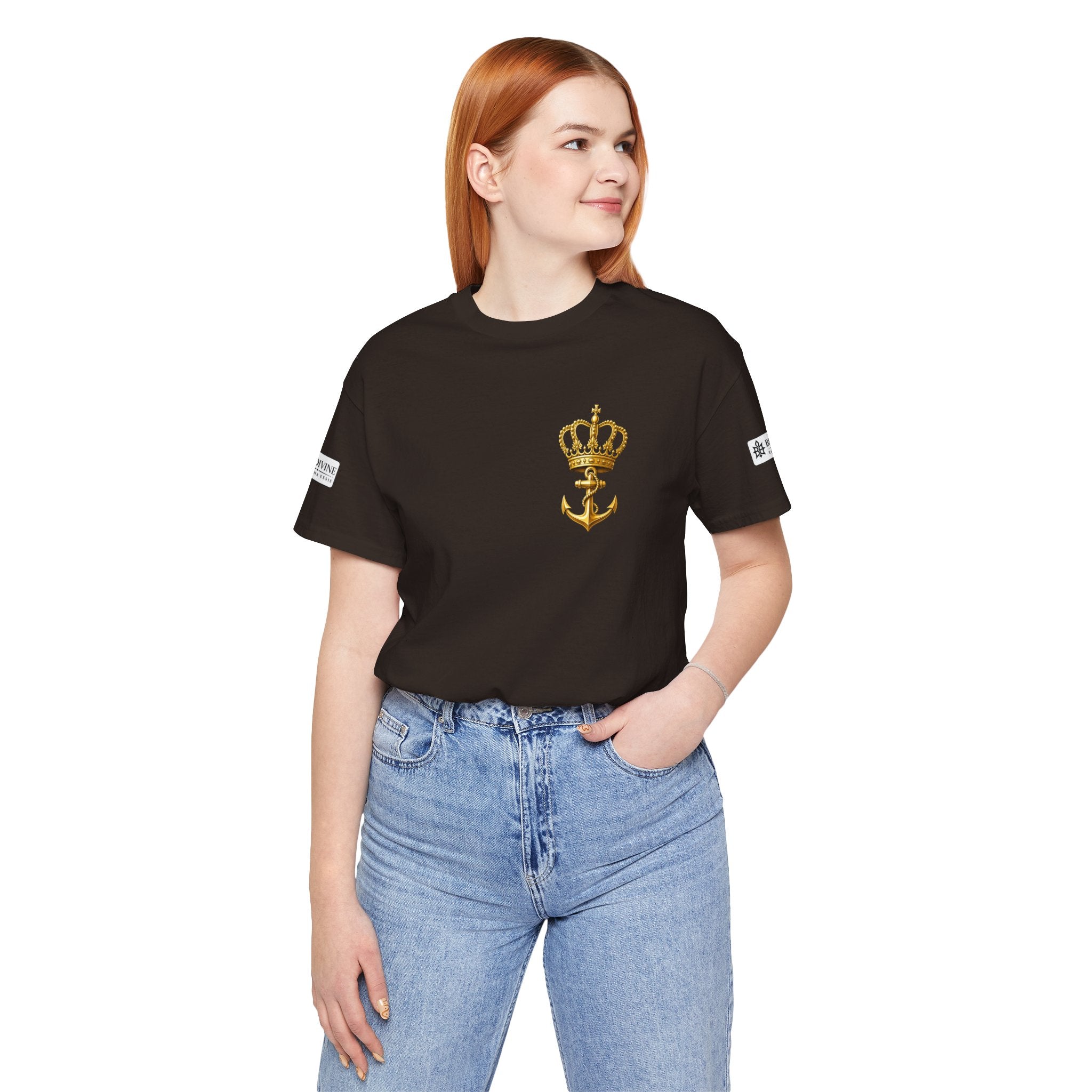 BE DIVINE™ Premium Minimal Crown 'N Anchor Tee – Black & Gold Edition