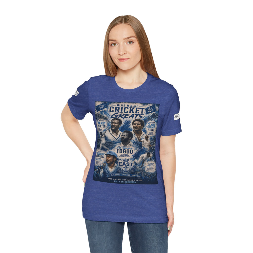 BE DIVINE™ Blue 'N Blue Cricket Greats Heritage Tee – Front & Back Collector Edition