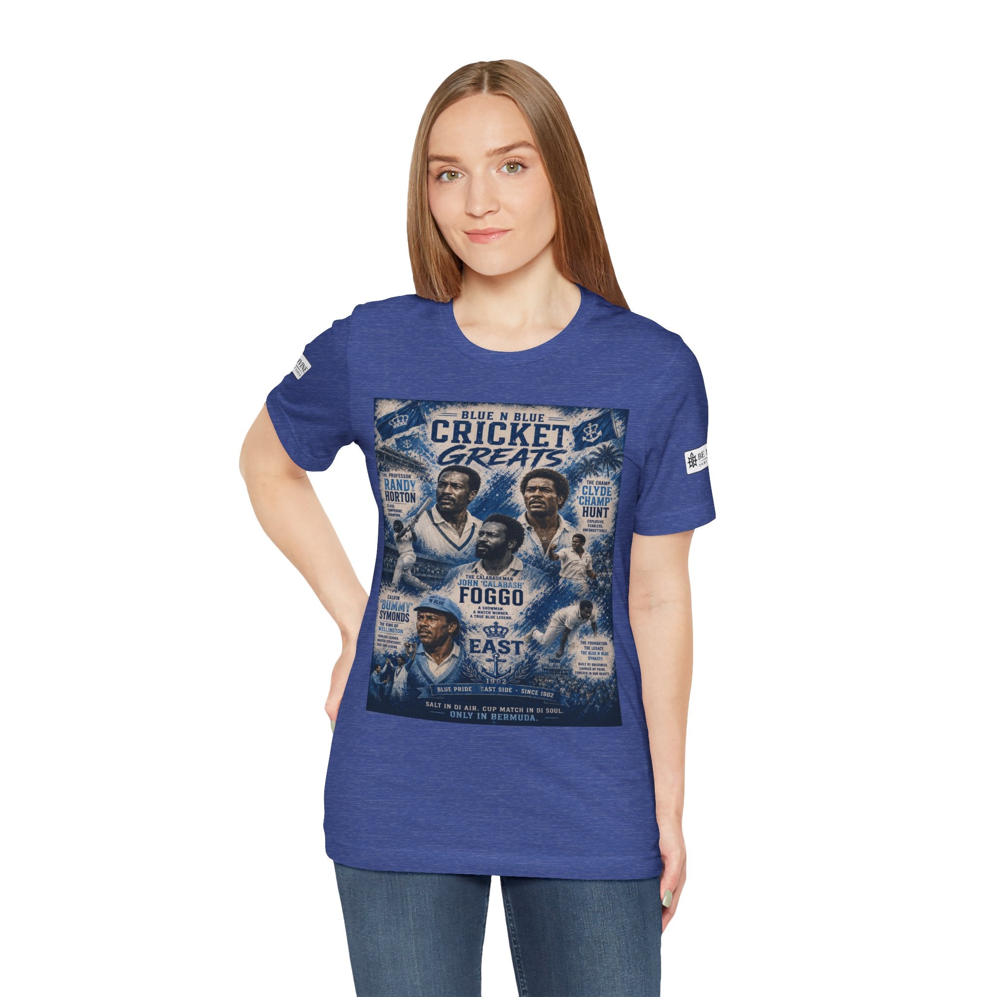 BE DIVINE™ Blue 'N Blue Cricket Greats Heritage Tee – Front & Back Collector Edition