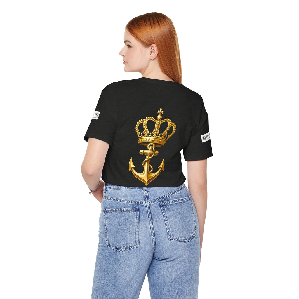 BE DIVINE™ Premium Minimal Crown 'N Anchor Tee – Black & Gold Edition