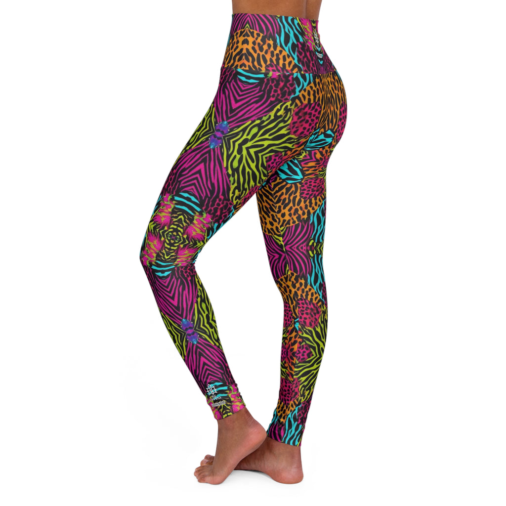 BE DIVINE™ Electric Mirage Leggings – Neon Kaleidoscope Animal Print by Tabitha Essie