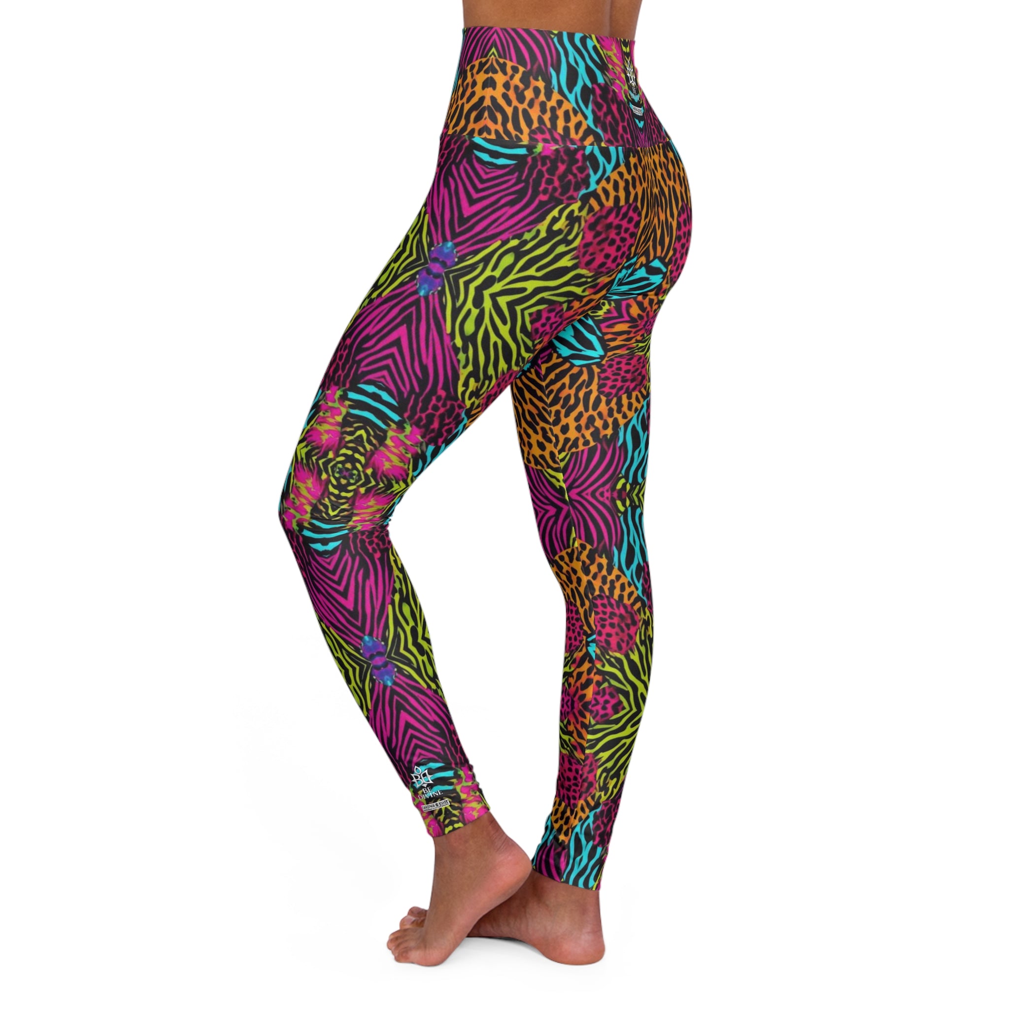 BE DIVINE™ Electric Mirage Leggings – Neon Kaleidoscope Animal Print by Tabitha Essie