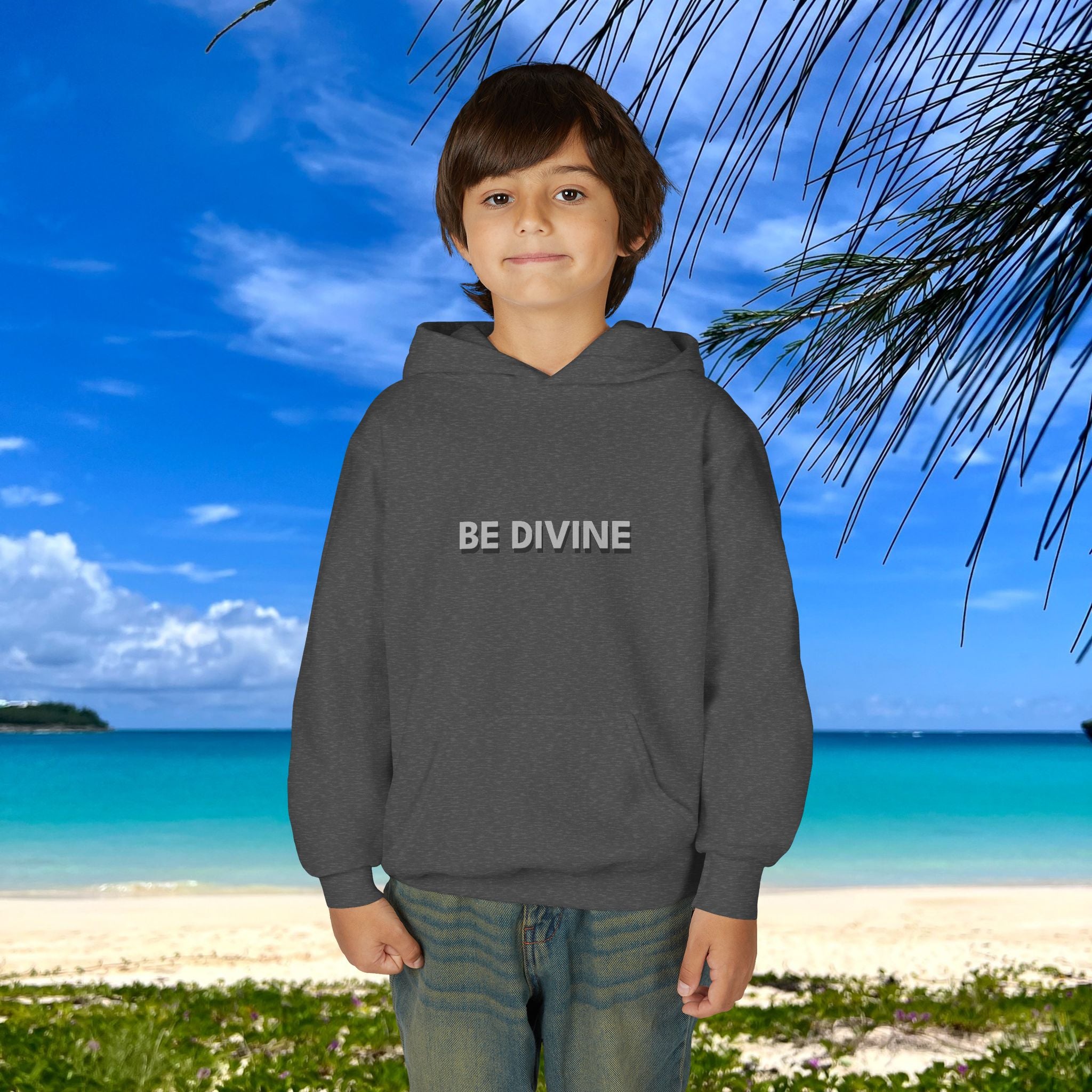 BE DIVINE™ Youth Hoodie – Gender Neutral, Soft Cotton, Inspirational Print (Youth S–XL)