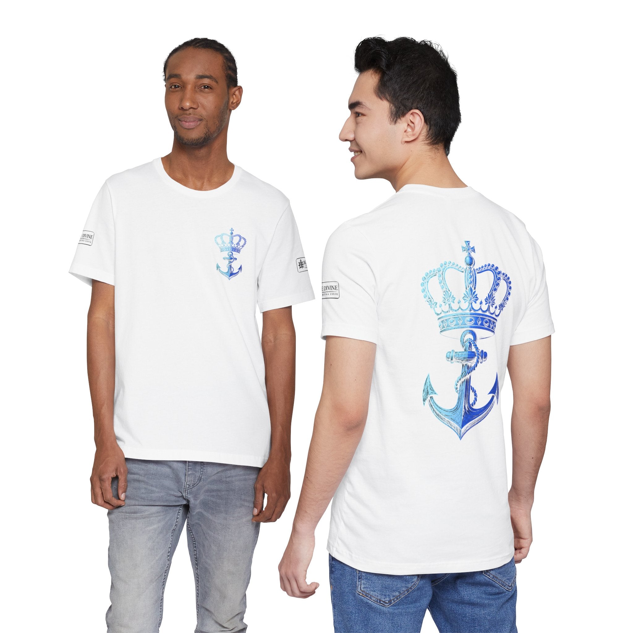 BE DIVINE™ Premium Minimal Crown 'N Anchor Tee – Blue 'N Blue Edition