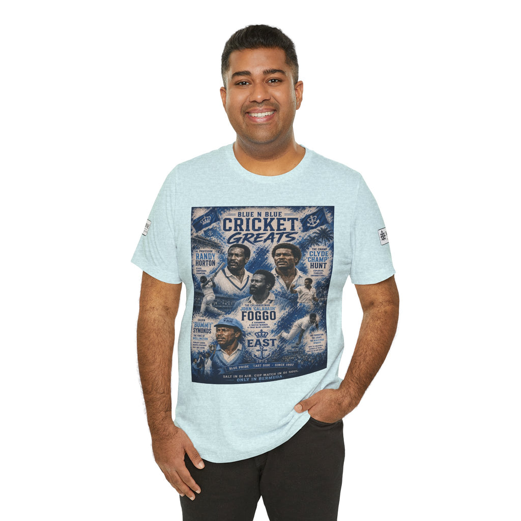BE DIVINE™ Blue 'N Blue Cricket Greats Heritage Tee – Front & Back Collector Edition