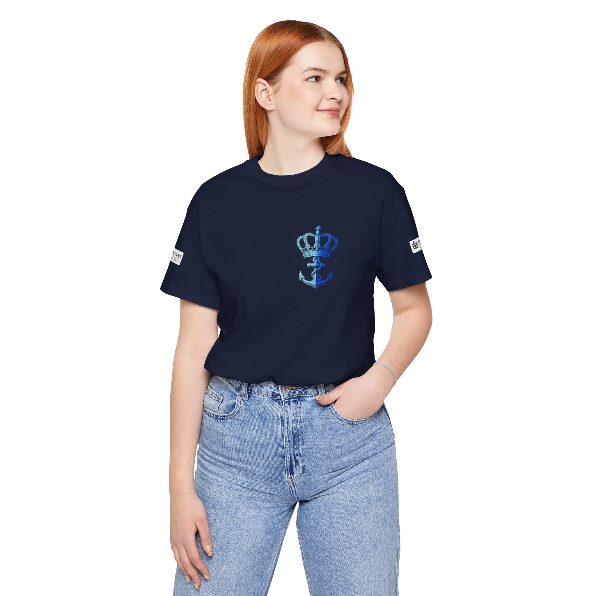 BE DIVINE™ Premium Minimal Crown 'N Anchor Tee – Blue 'N Blue Edition