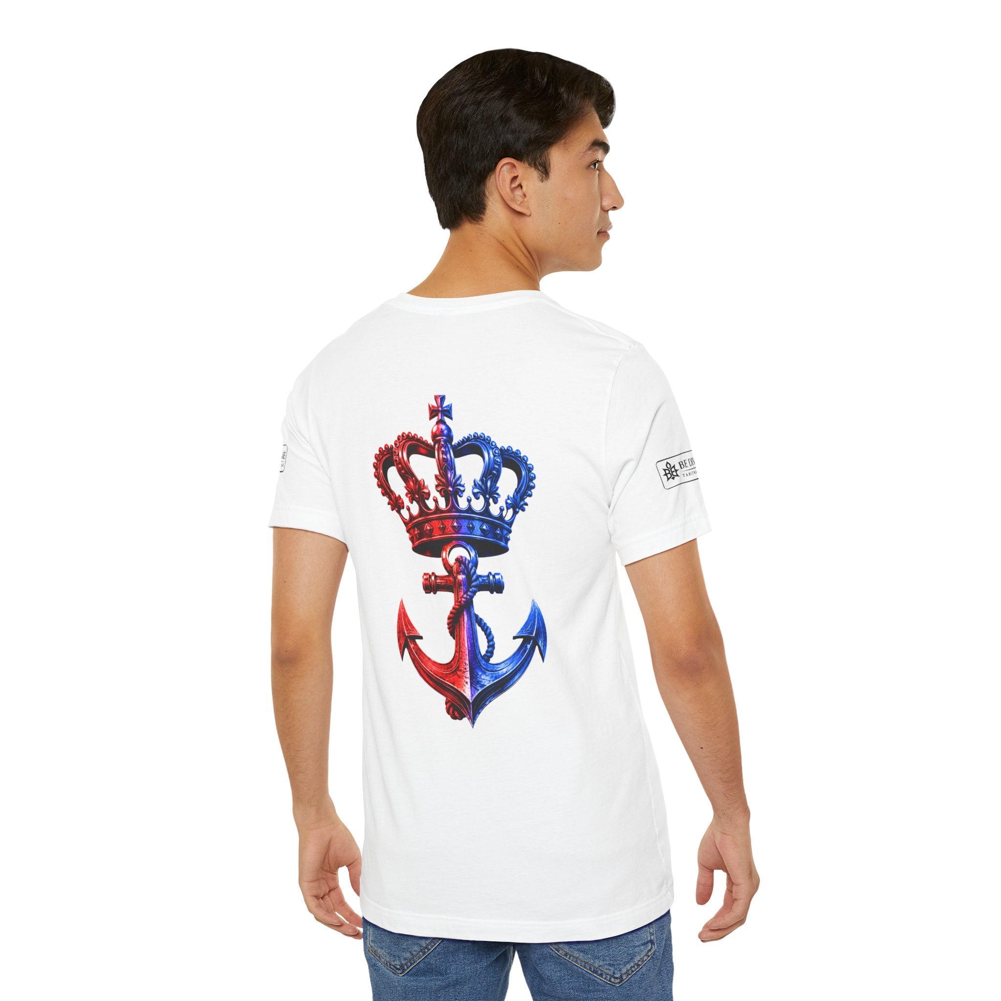 BE DIVINE™ Premium Minimal Crown 'N Anchor T-Shirt – Red 'N Blue Edition