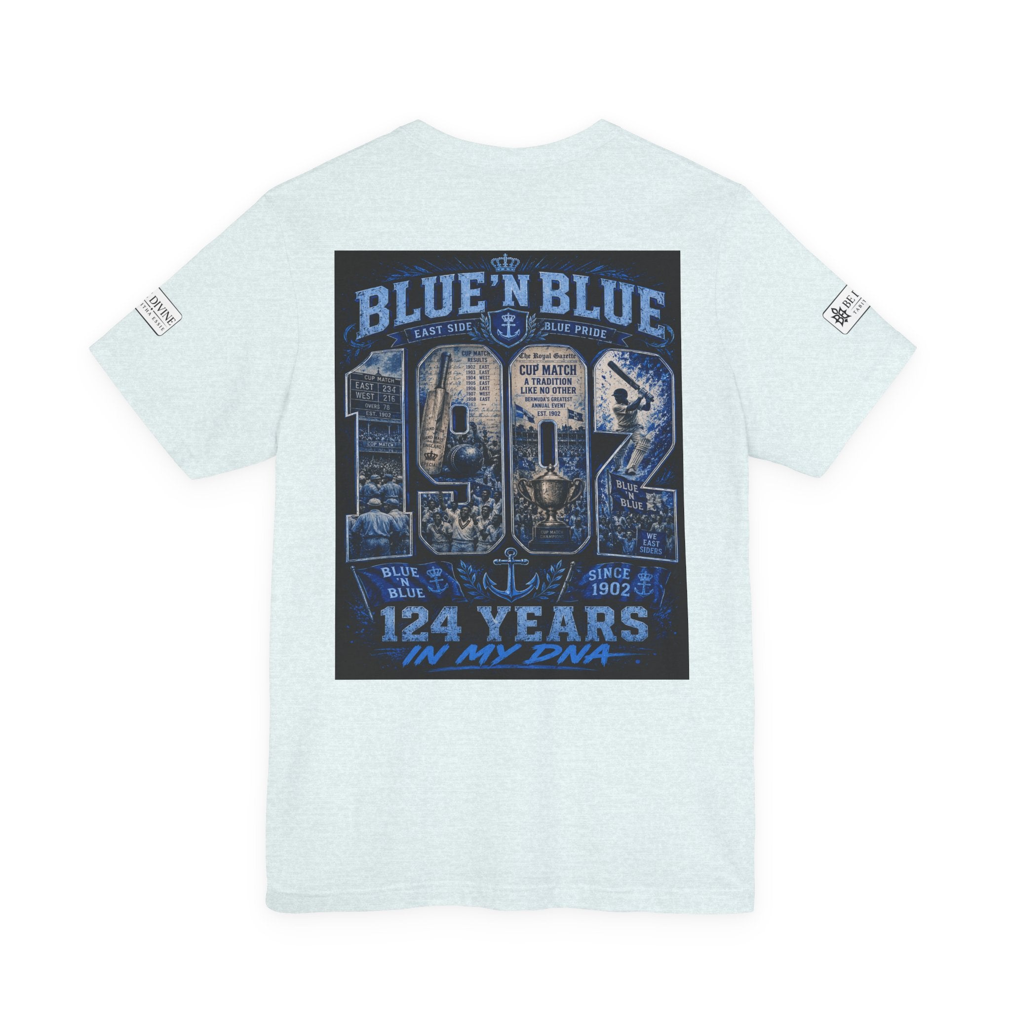 BE DIVINE™ Blue 'N Blue Cricket Greats Heritage Tee – Front & Back Collector Edition