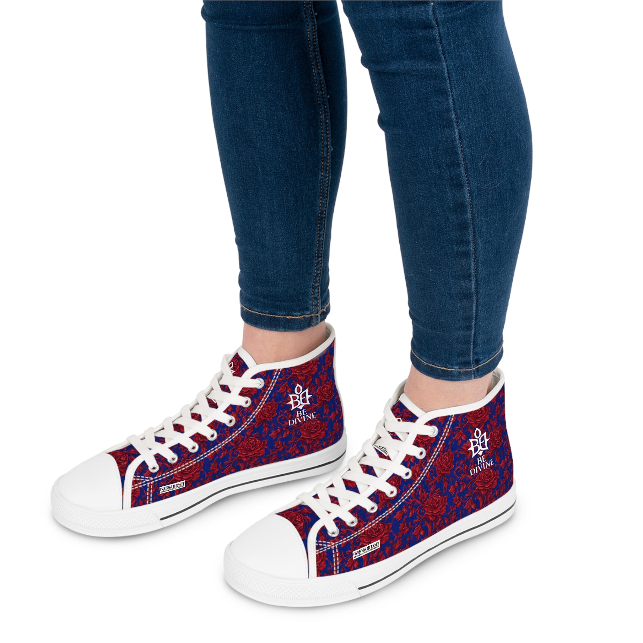 BE DIVINE™ Somerset Red Roses High Top Canvas Sneakers by Tabitha Essie