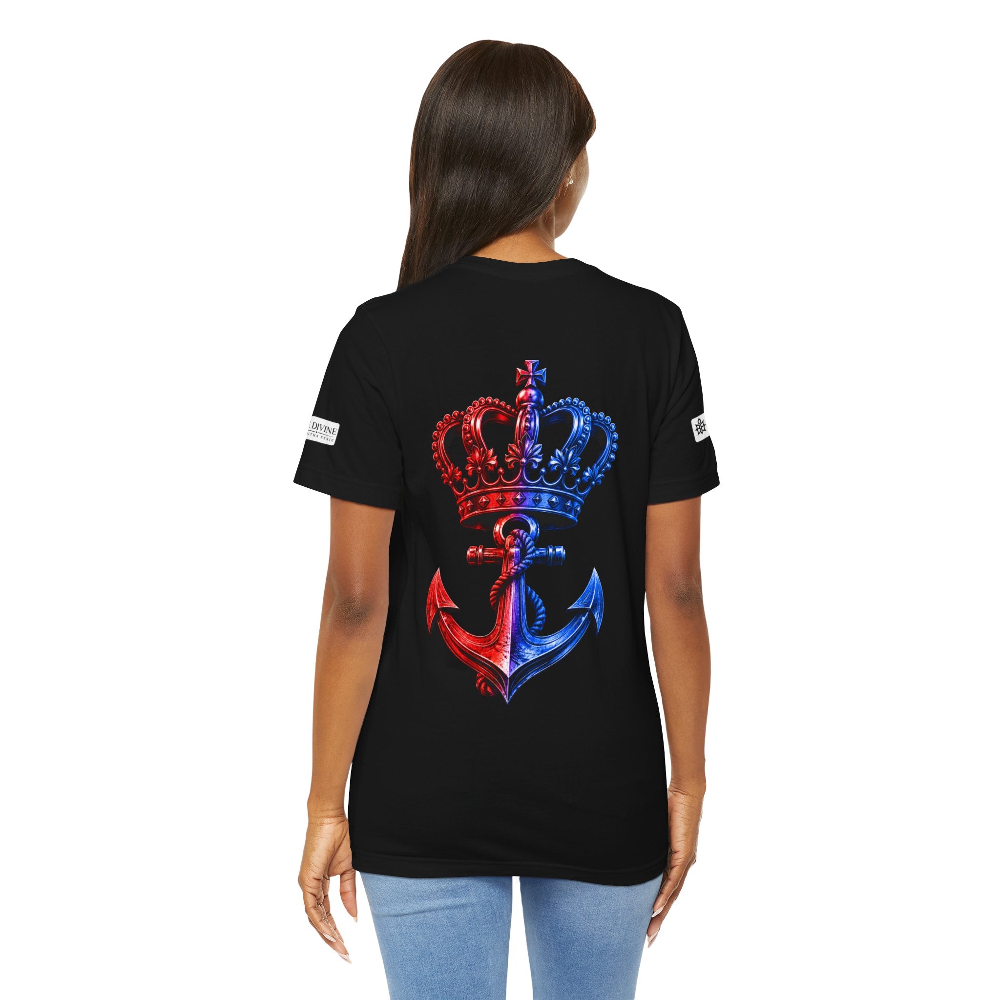 BE DIVINE™ Premium Minimal Crown 'N Anchor T-Shirt – Red 'N Blue Edition