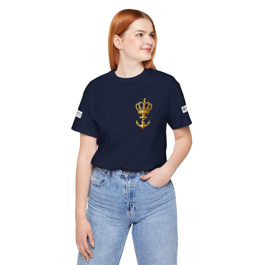 BE DIVINE™ Premium Minimal Crown 'N Anchor Tee – Black & Gold Edition